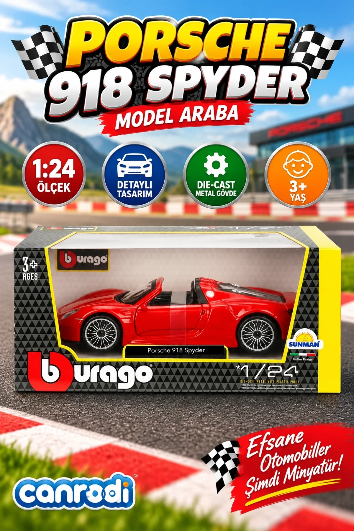21076  1:24 Porsche 918 Spyder Model Araba -canrodi