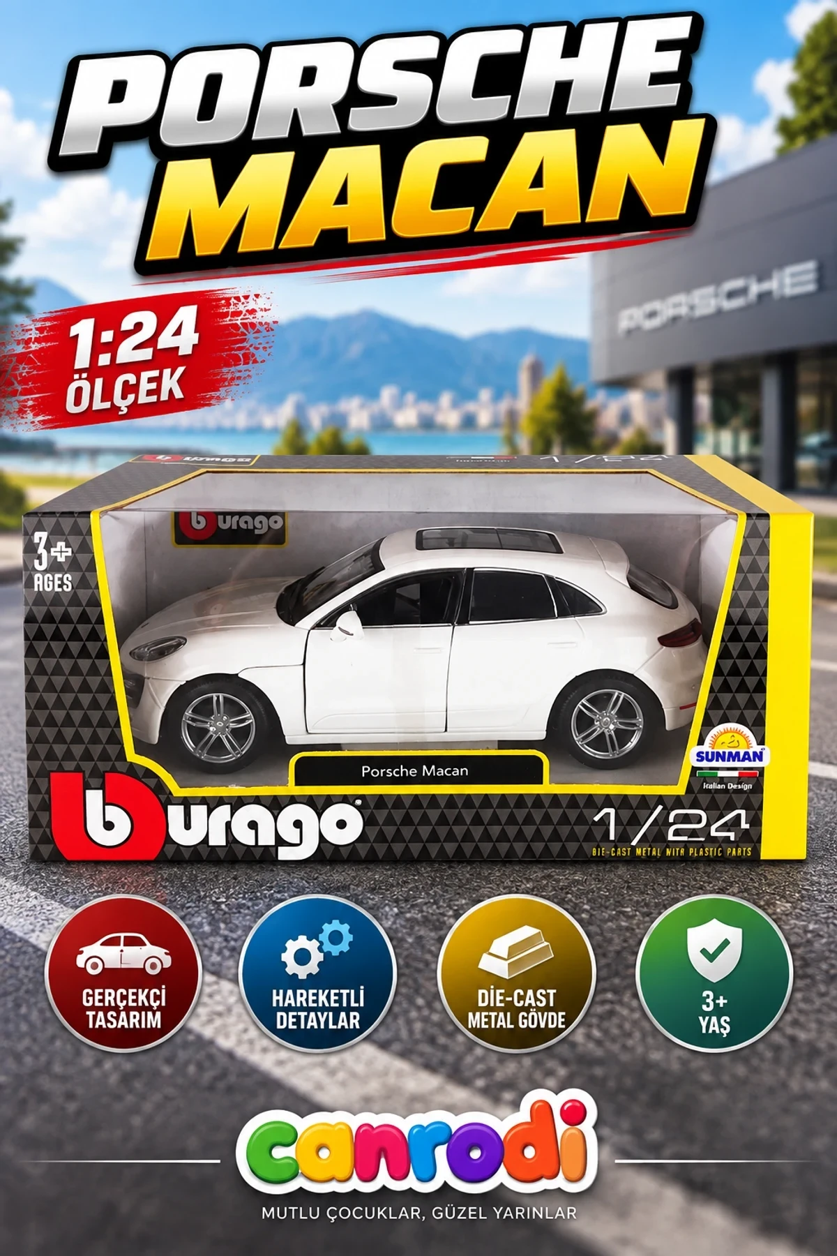 21077 1:24 Porsche Macan Model Araba -canrodi