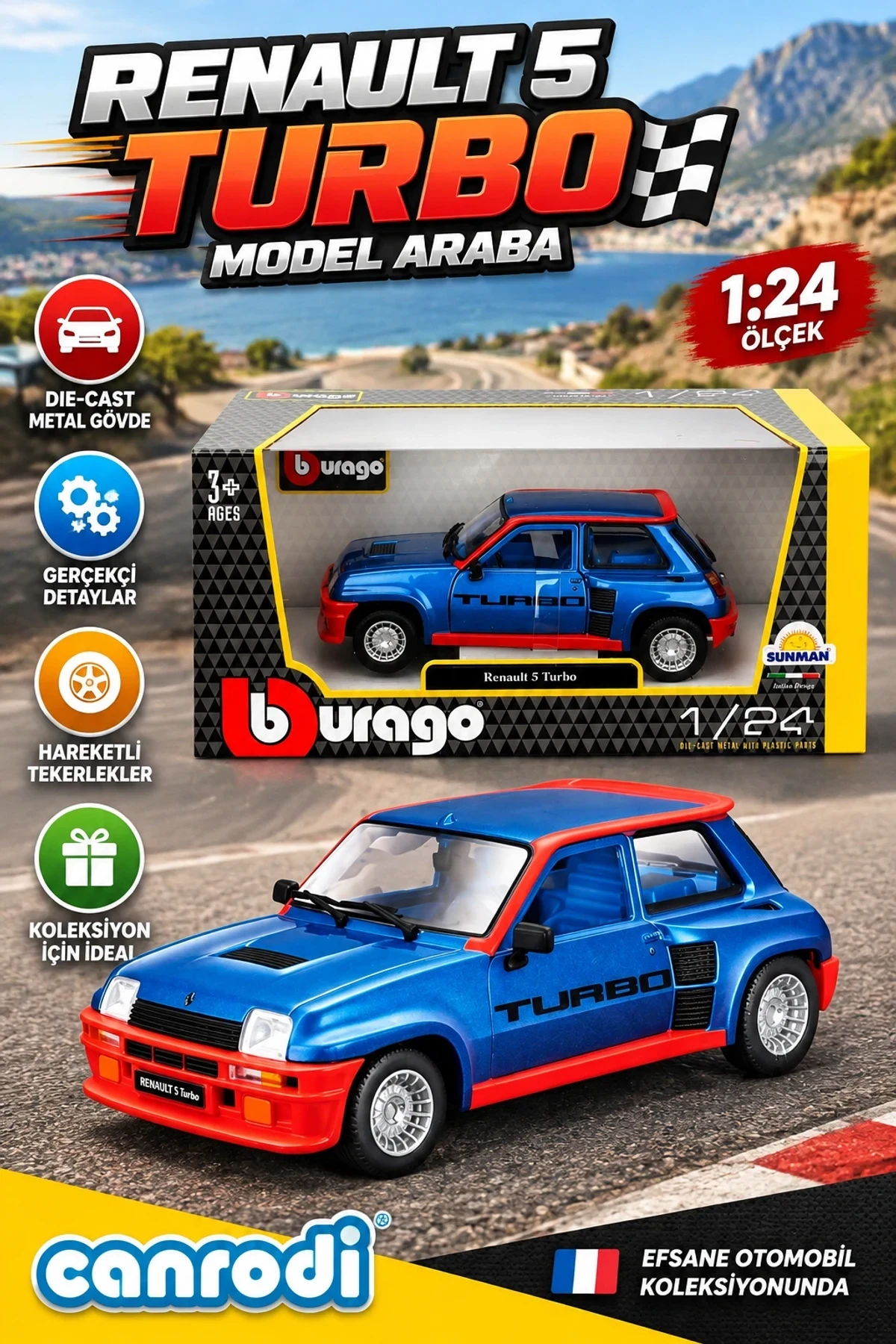 21088 1:24 Renault 5 Turbo Model Araba -canrodi