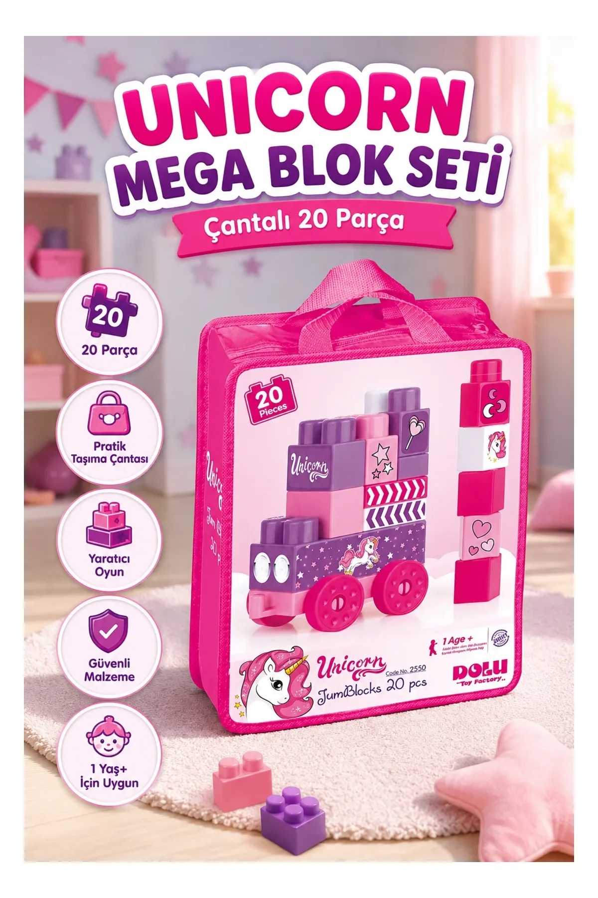 2550 UNICORN ÇANTALI MEGA BLOK 20 LI