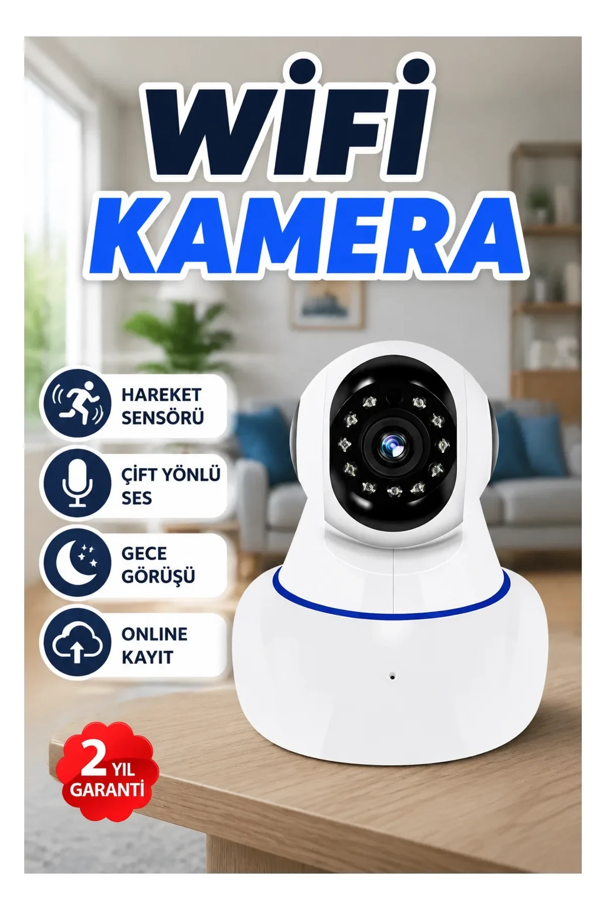 3.0MP Full HD Akıllı IP Kamera – Gece Görüşü ve Çift Yönlü Ses