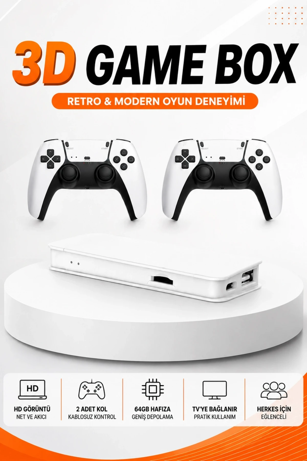 20.000+ Oyunlu Retro Oyun Konsolu – 4K HD ve 3D Görüntü, Çift Kablosuz Kontrolcü