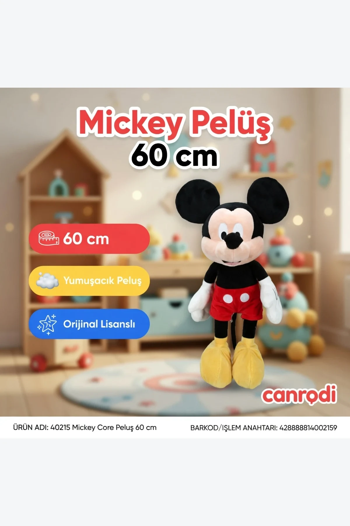 40215 Mickey Core Peluş 60 cm