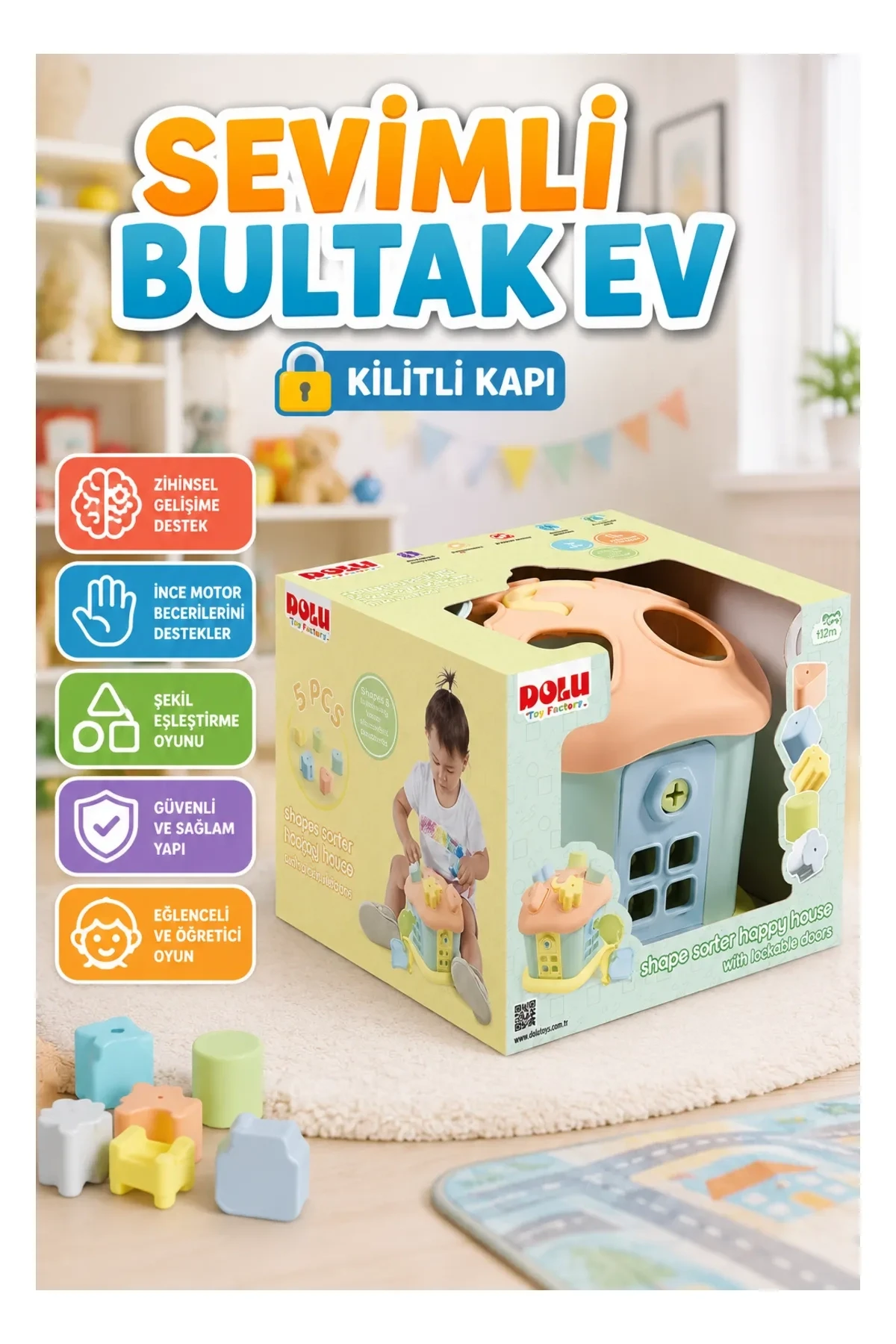 5196 Sevimli Bultak Ev Kilitli Kapı -Dolu Oyuncak