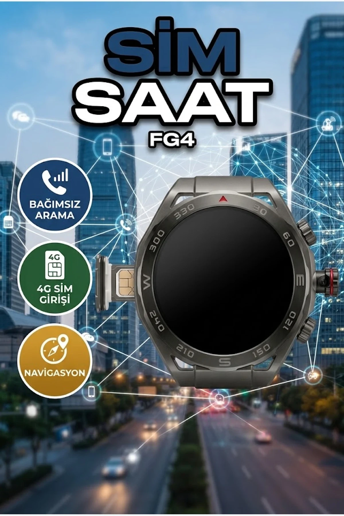 5G Android Akıllı Saat – AMOLED Ekran, SIM Kart, HD Kamera, Wi-Fi ve GPS