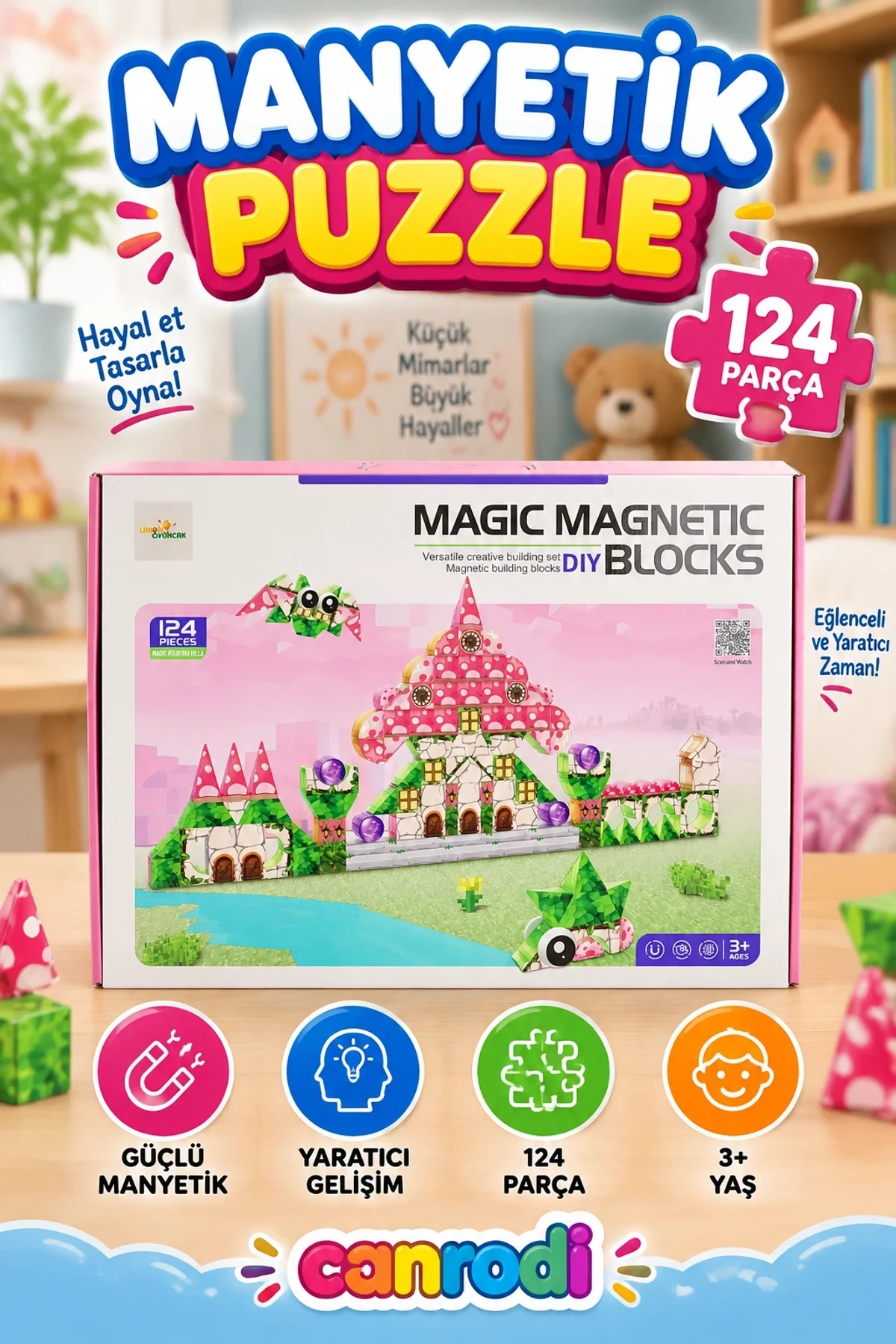 6602 MANYETİK PUZZLE 124 PARÇA