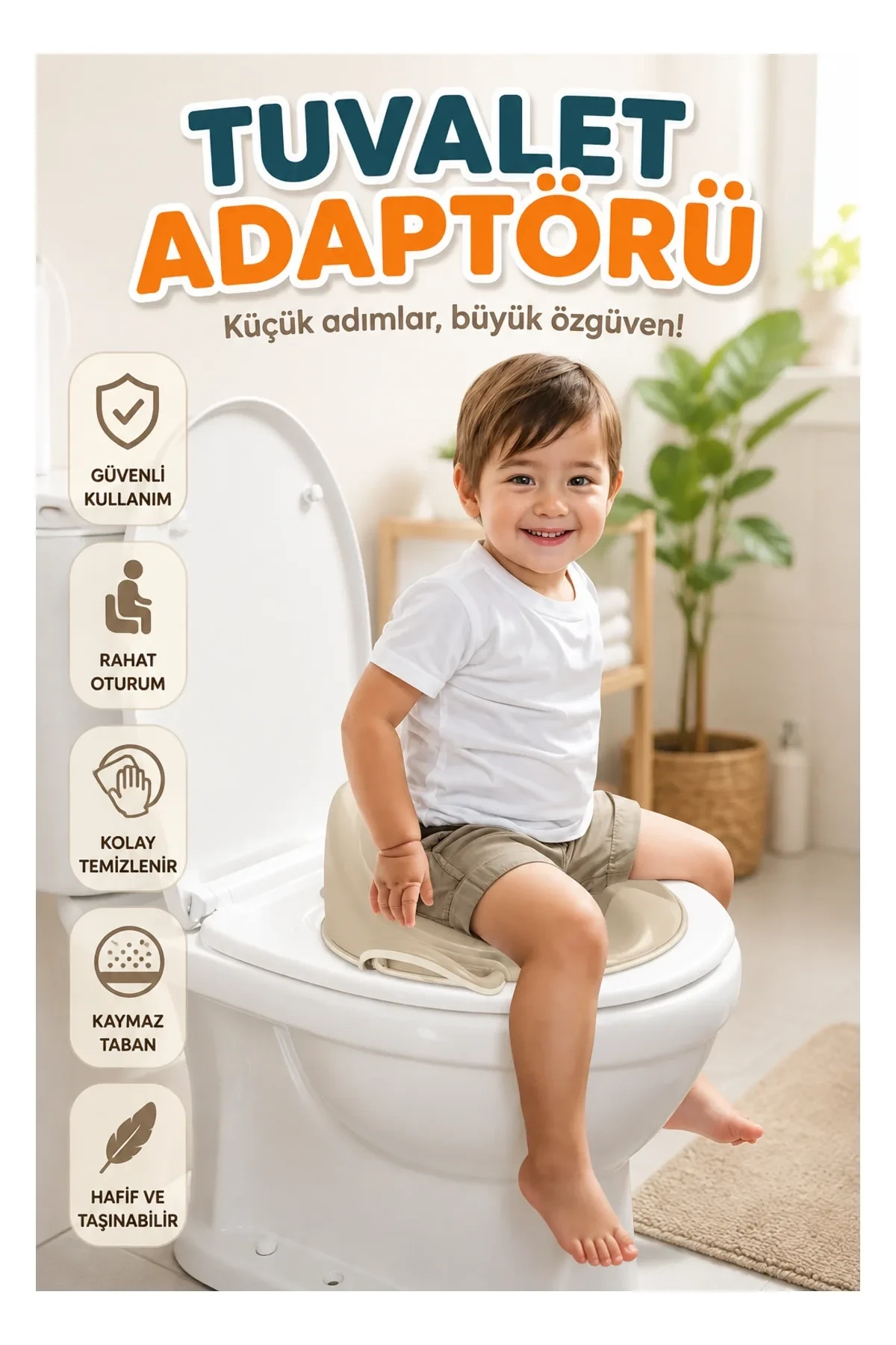 7185 TUVALET ALIŞTIRMA ADAPTORU-RELAX BEJ