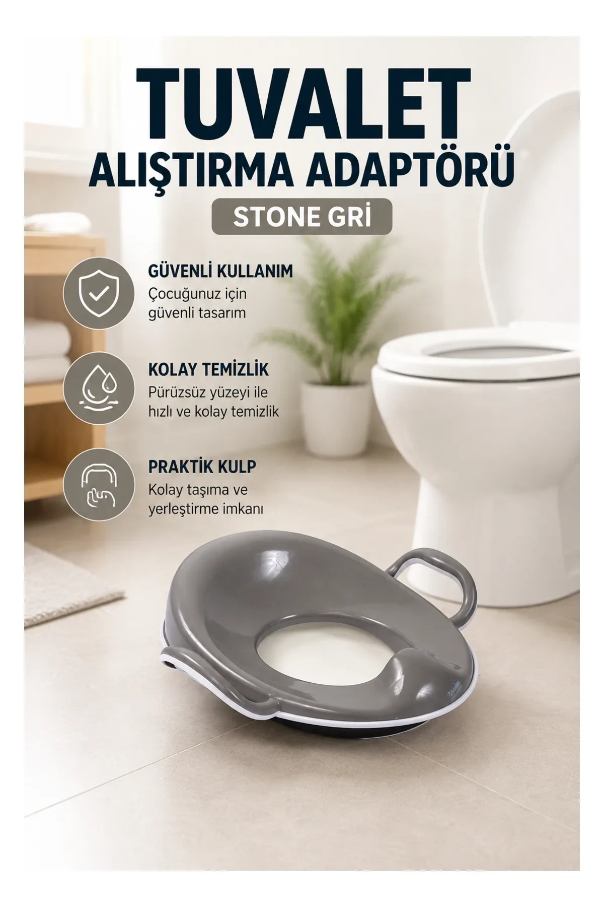 7187 TUVALET ALIŞTIRMA ADAPTORU STONE GRİ