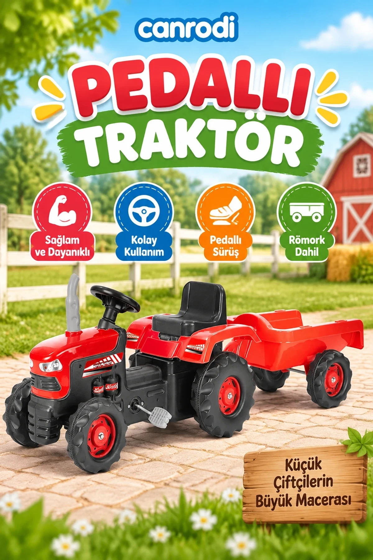 8153 Römorklu Pedallı Traktör -Dolu