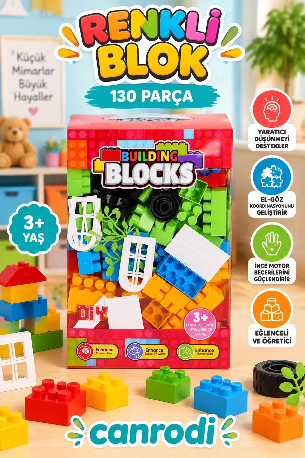 911 AGH RENKLİ KUTUDA 130 PARÇA BLOK