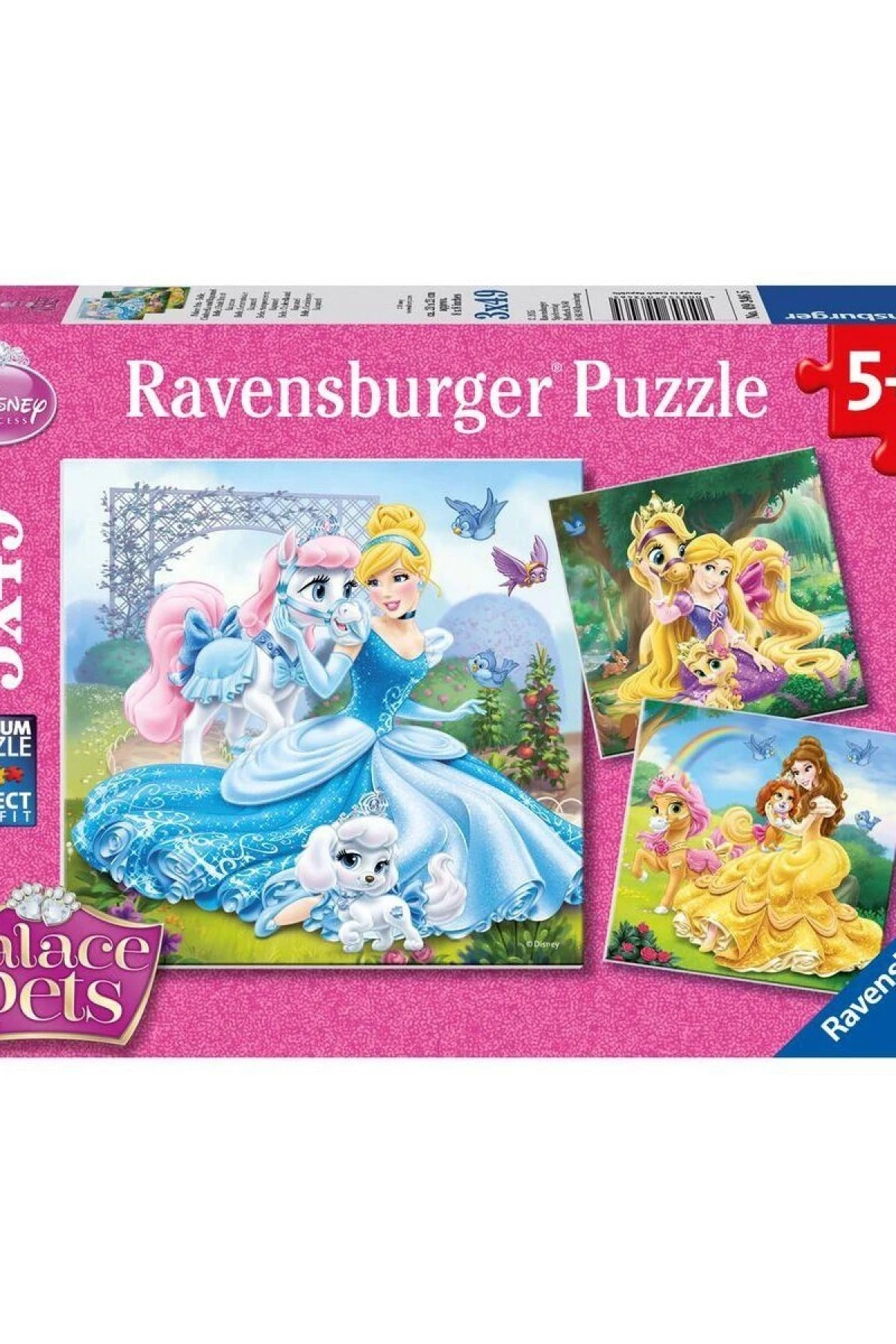 93465 Palace Pets Belle, Cinderella, Rapunzel 3x49 parça Ravensburger Puzzle