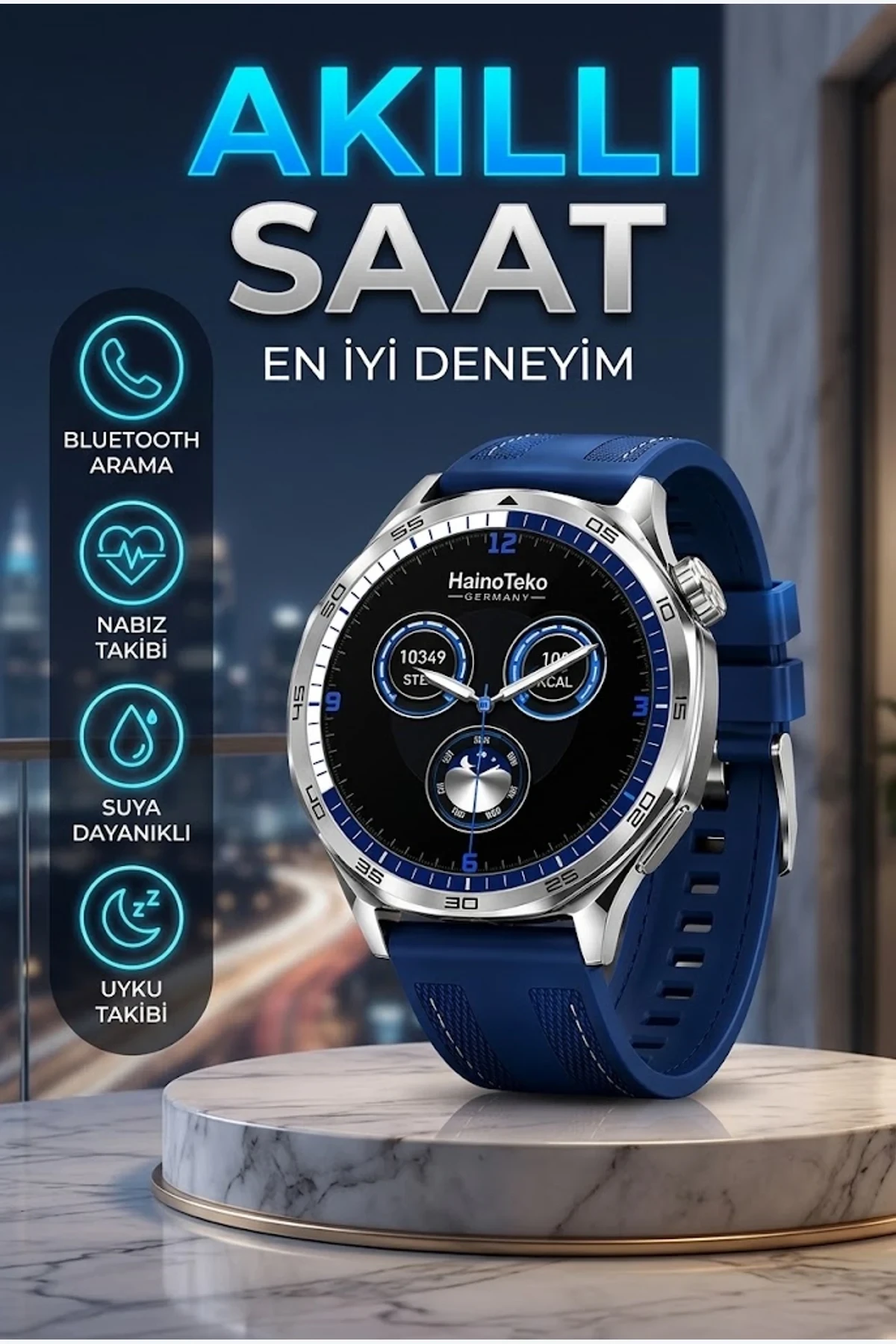AMOLED Akıllı Saat 3 Kordonlu Bluetooth Arama Suya Dayanıklı