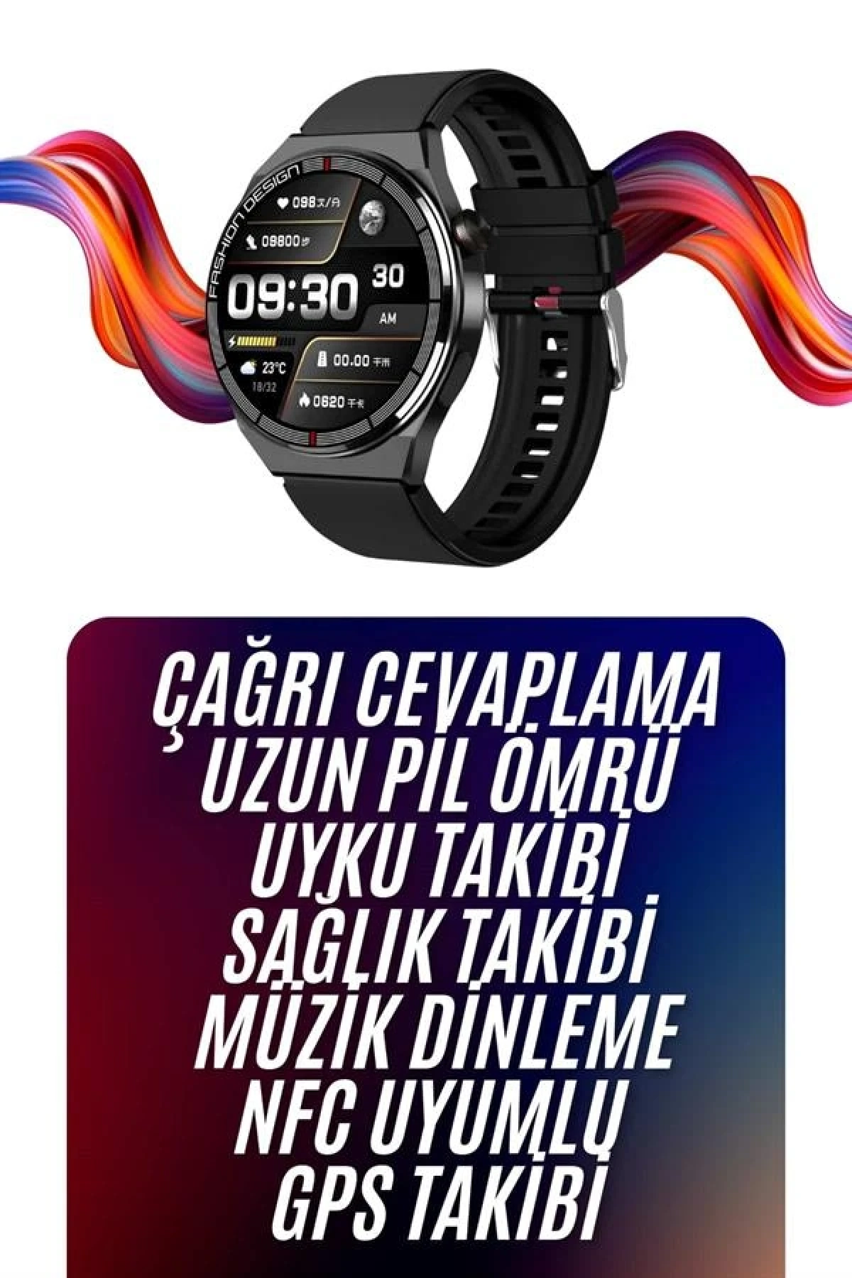 AMOLED Ekranlı Akıllı Saat – 3 Kordonlu, Nabız ve Uyku Takipli, iOS Android Uyumlu