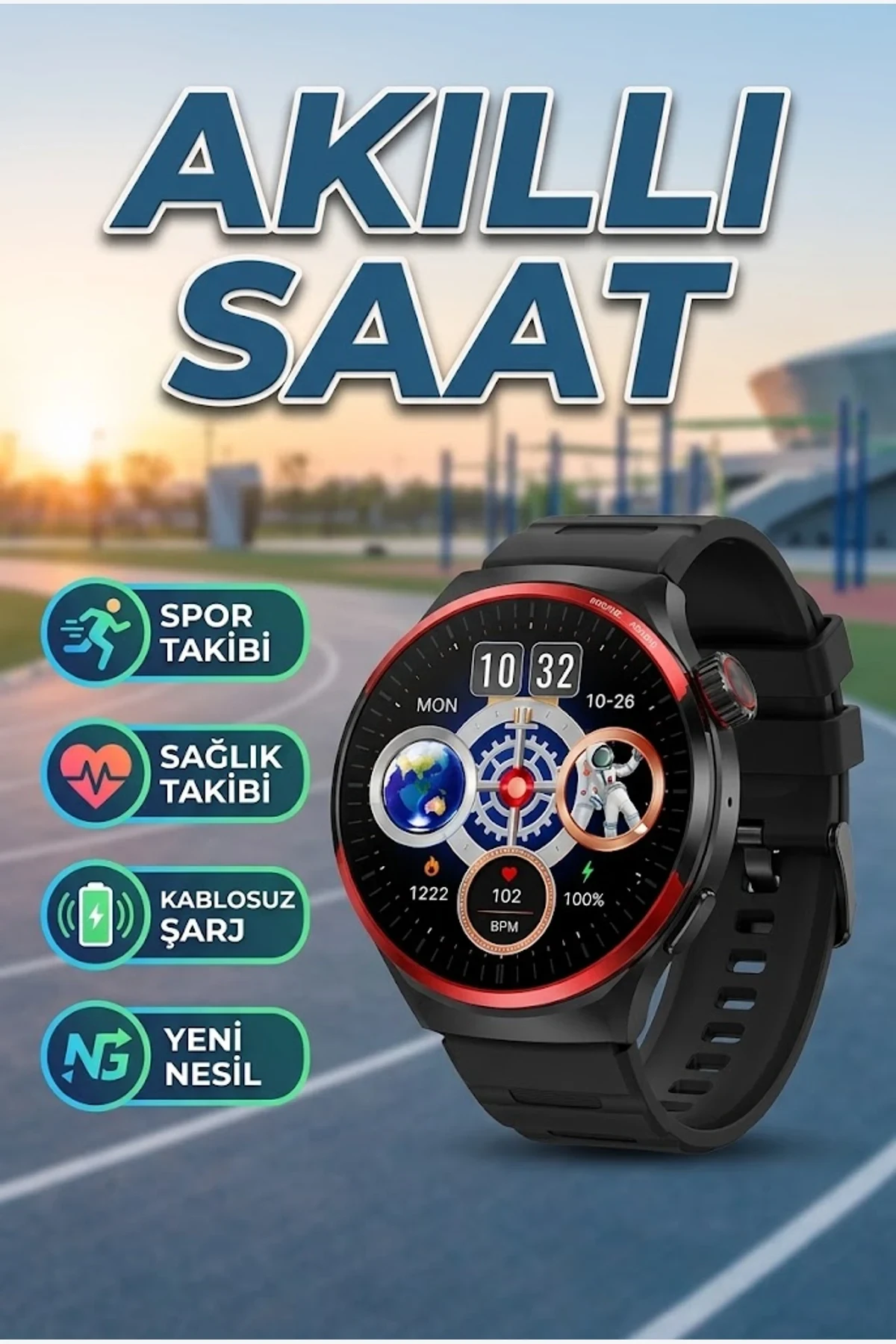 AMOLED Ekranlı Akıllı Saat – Bluetooth Arama, NFC ve Kablosuz Şarj
