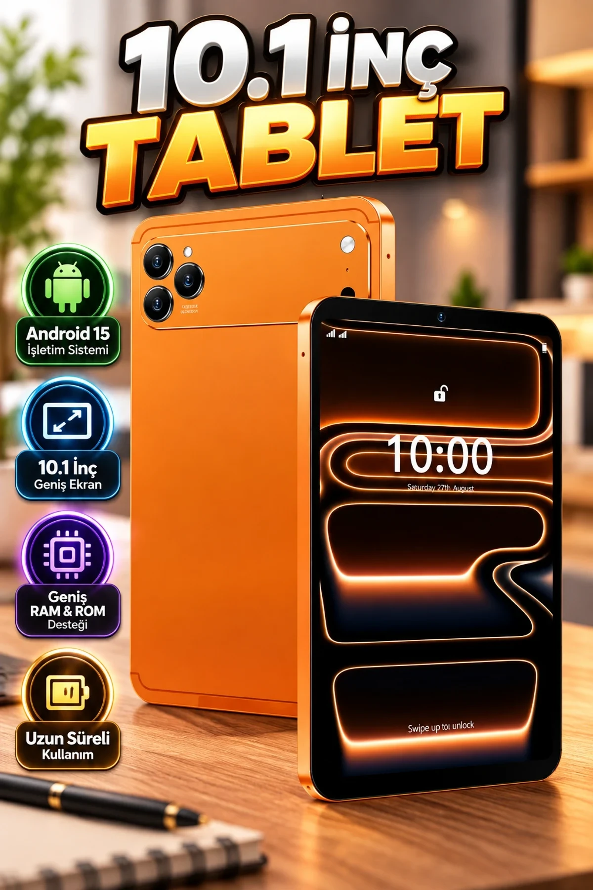 Android 15 10.1 İnç Tablet – Geniş RAM ve ROM Destekli