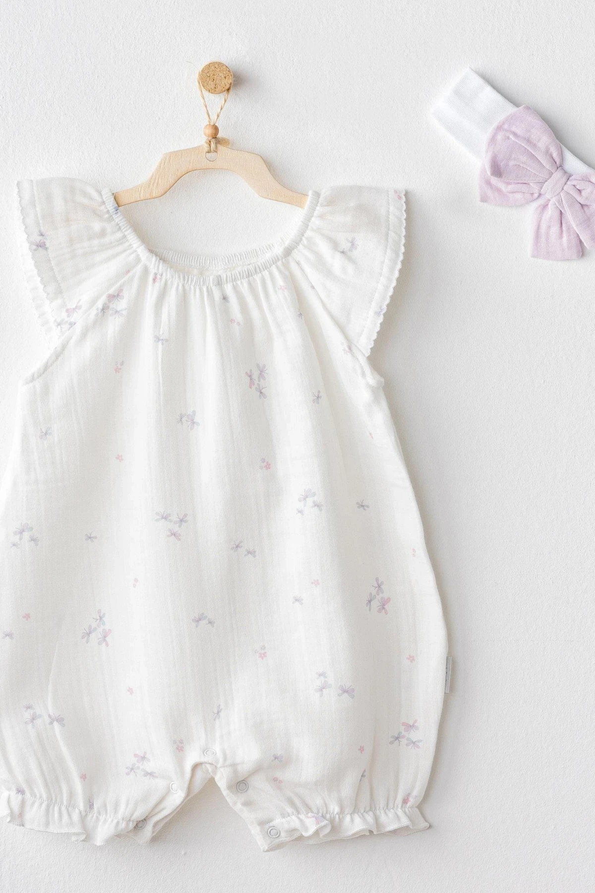 Andywawa Ac25573 Magical Butterfly Müslin Bebek Tulum Takım White