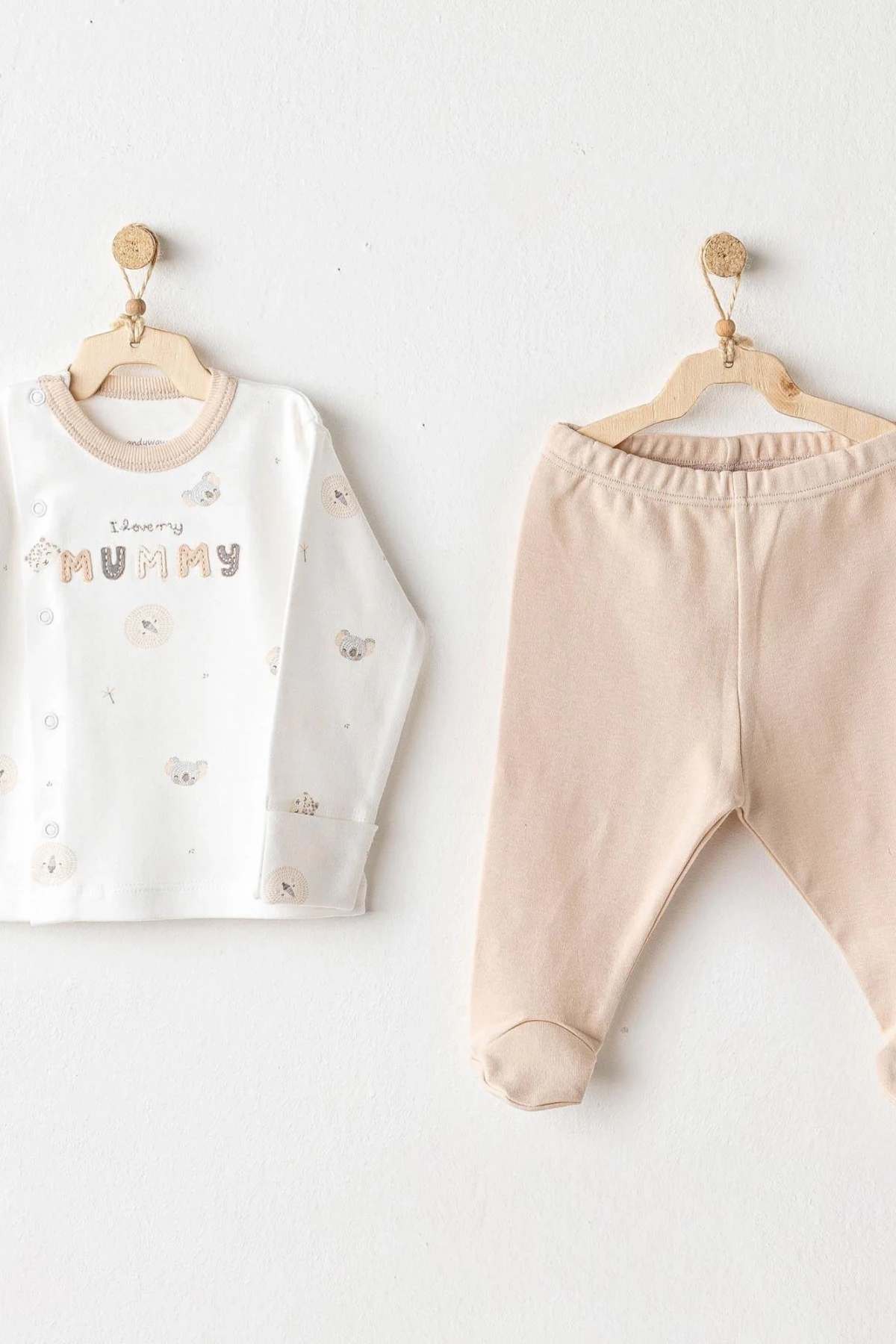 Andywawa Ac25849 Happy Animals 2li Zıbın Set Beige