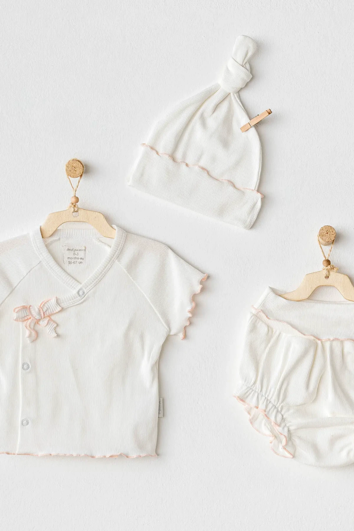 Andywawa Ac25899 3lü Basic Bebe Takım Ekru