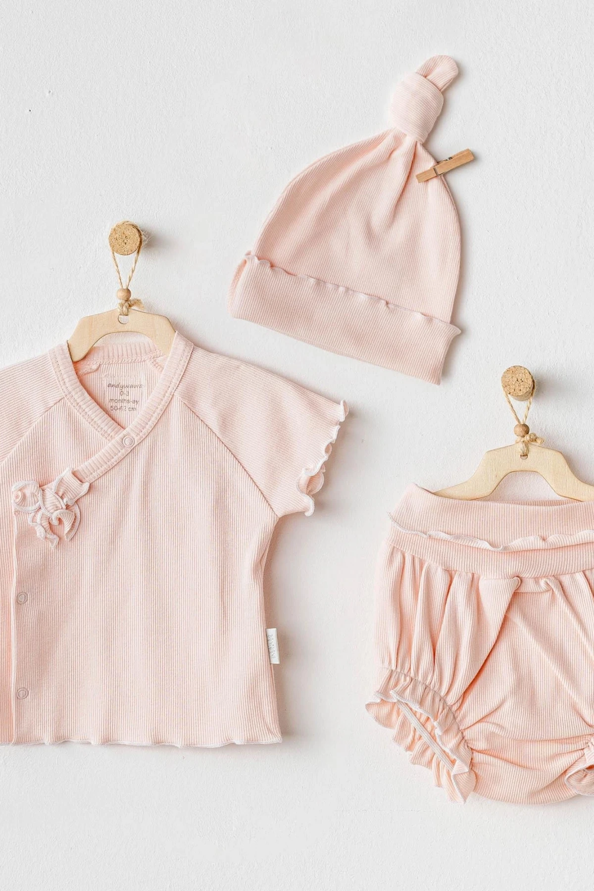 Andywawa Ac25899 3lü Basic Bebe Takım Salmon
