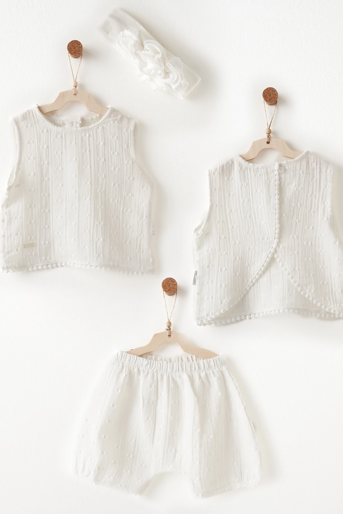 Andywawa Ac26643 Baby Chic 3lü Takım Ekru