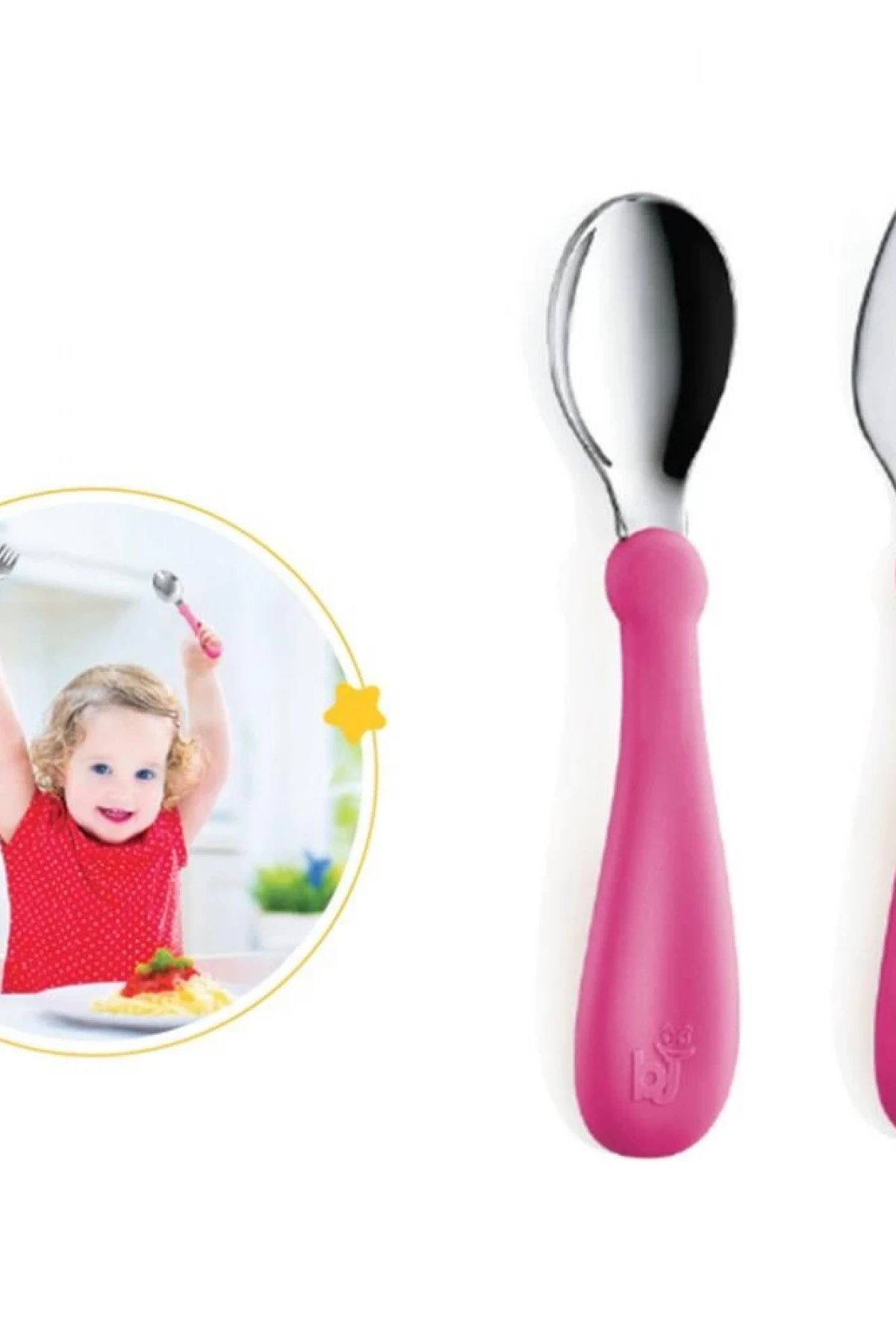 Babyjem Paslanmaz Çelik Çatal Kaşık Seti 522 Pembe