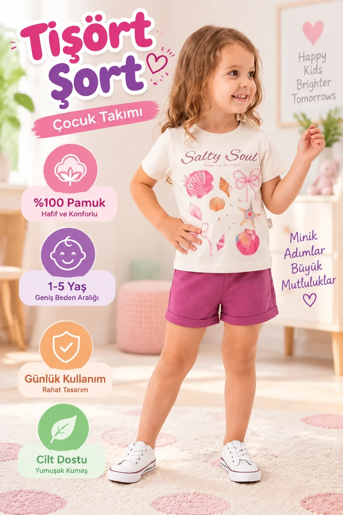 Basic Tişört ve Şort Çocuk Takımı | 1-5 Yaş