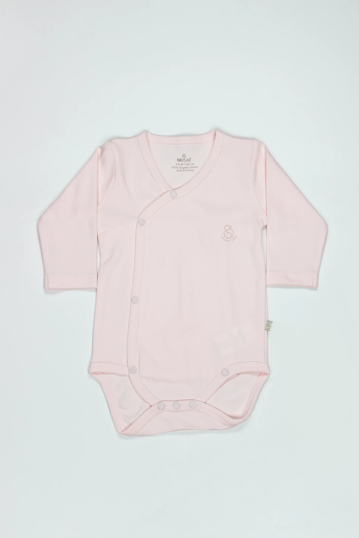 Bistyle Organik Natural Basic Style Kruvaze Uzun Kol Body Bs17102 Pembe