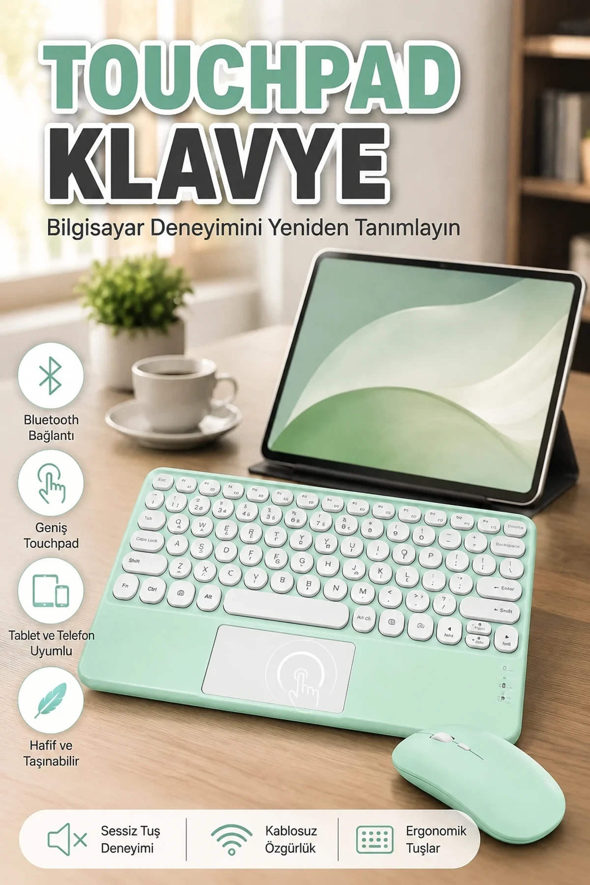 Bluetooth Touchpad Klavyeli Tablet Kılıfı 10.8 İnç Q Klavye