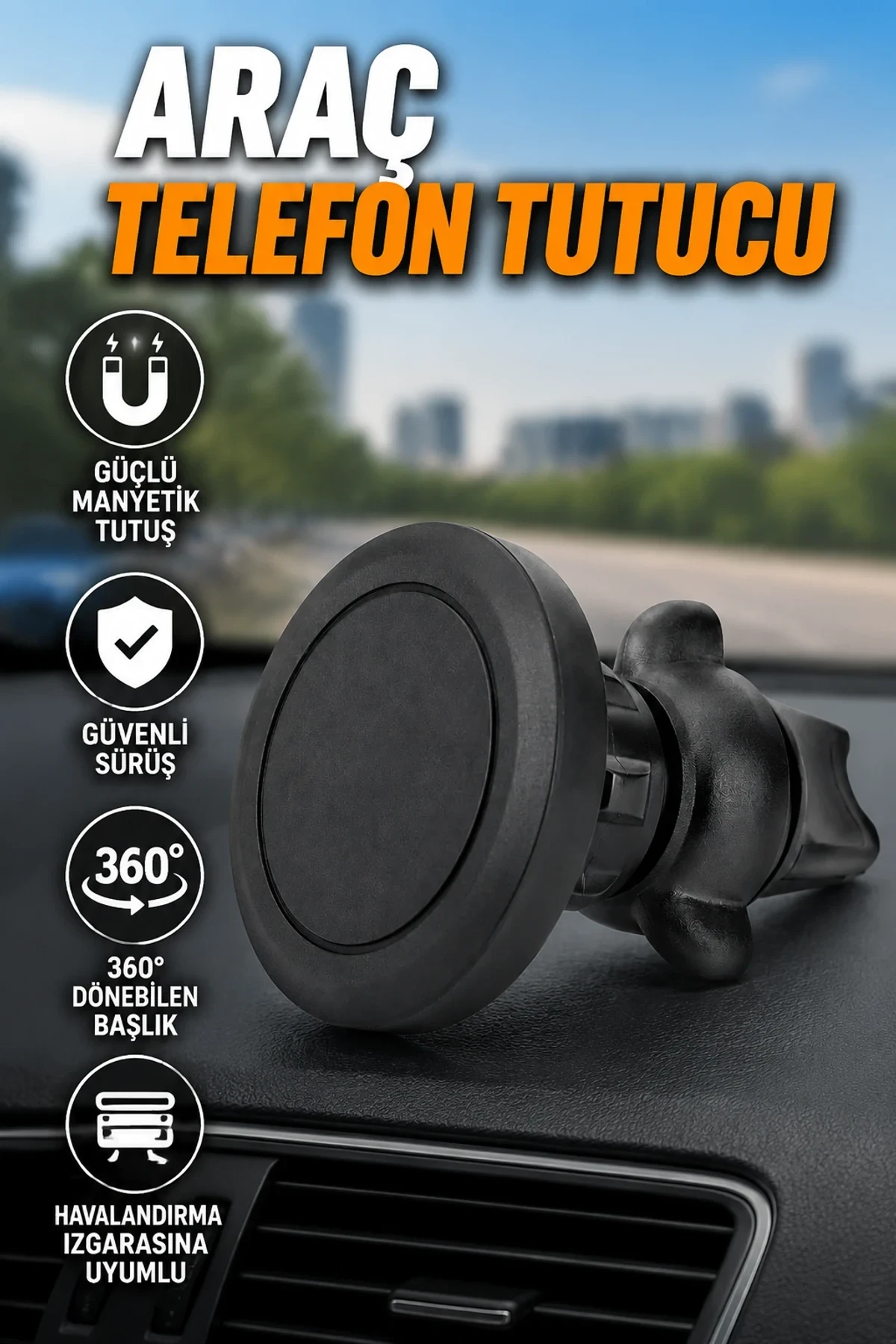 Güçlü Mıknatıslı Araç İçi Telefon Tutucu