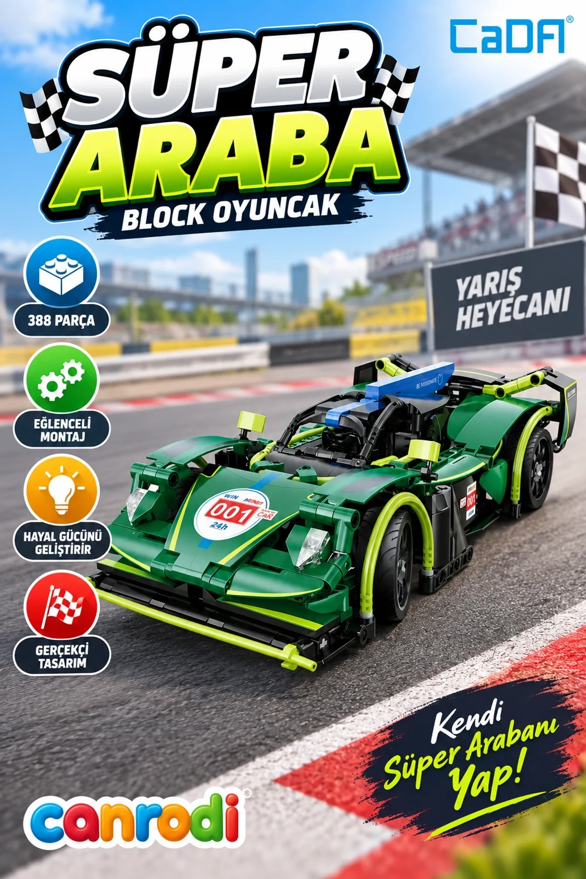 C51308W CADA SUPER CAR 388 PARÇA BLOCK OYUNCAK