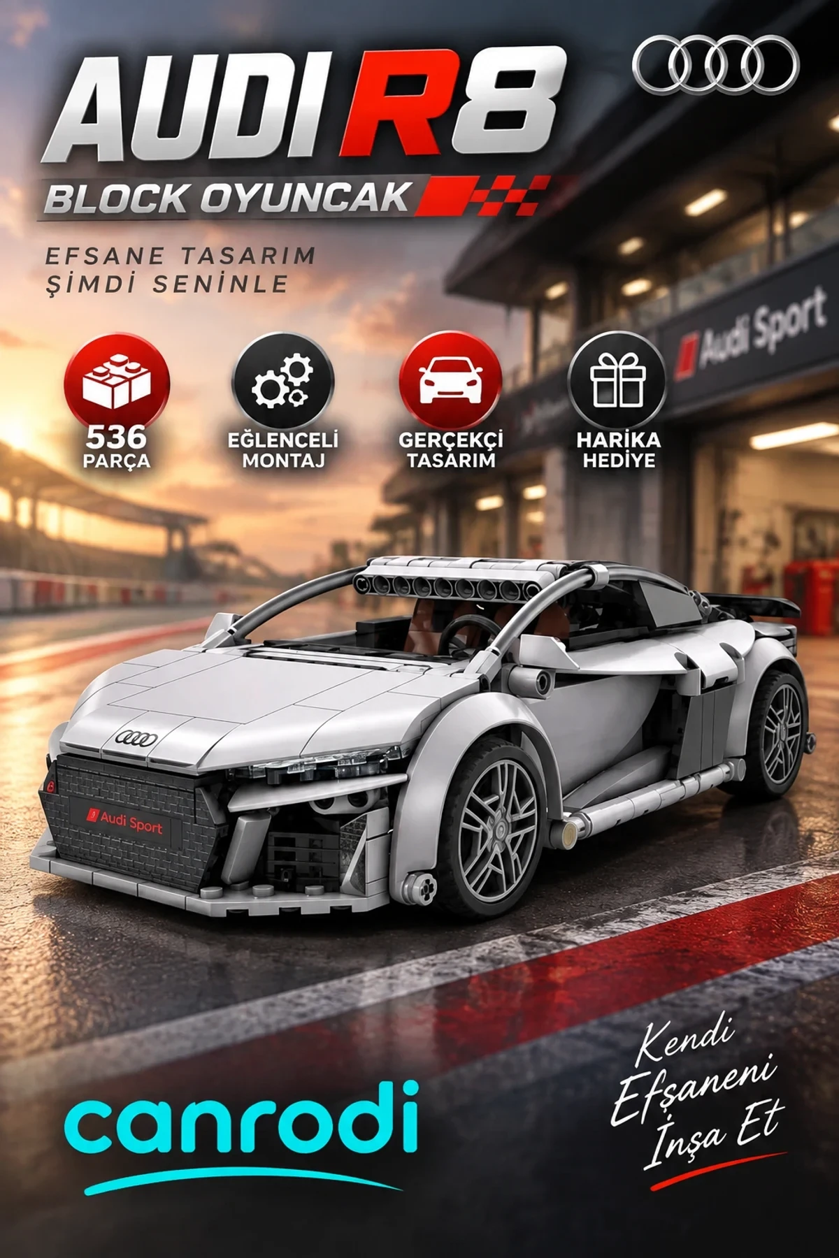 C57012W CADA AUDİ R8 536 PARÇA BLOCK OYUNCAK