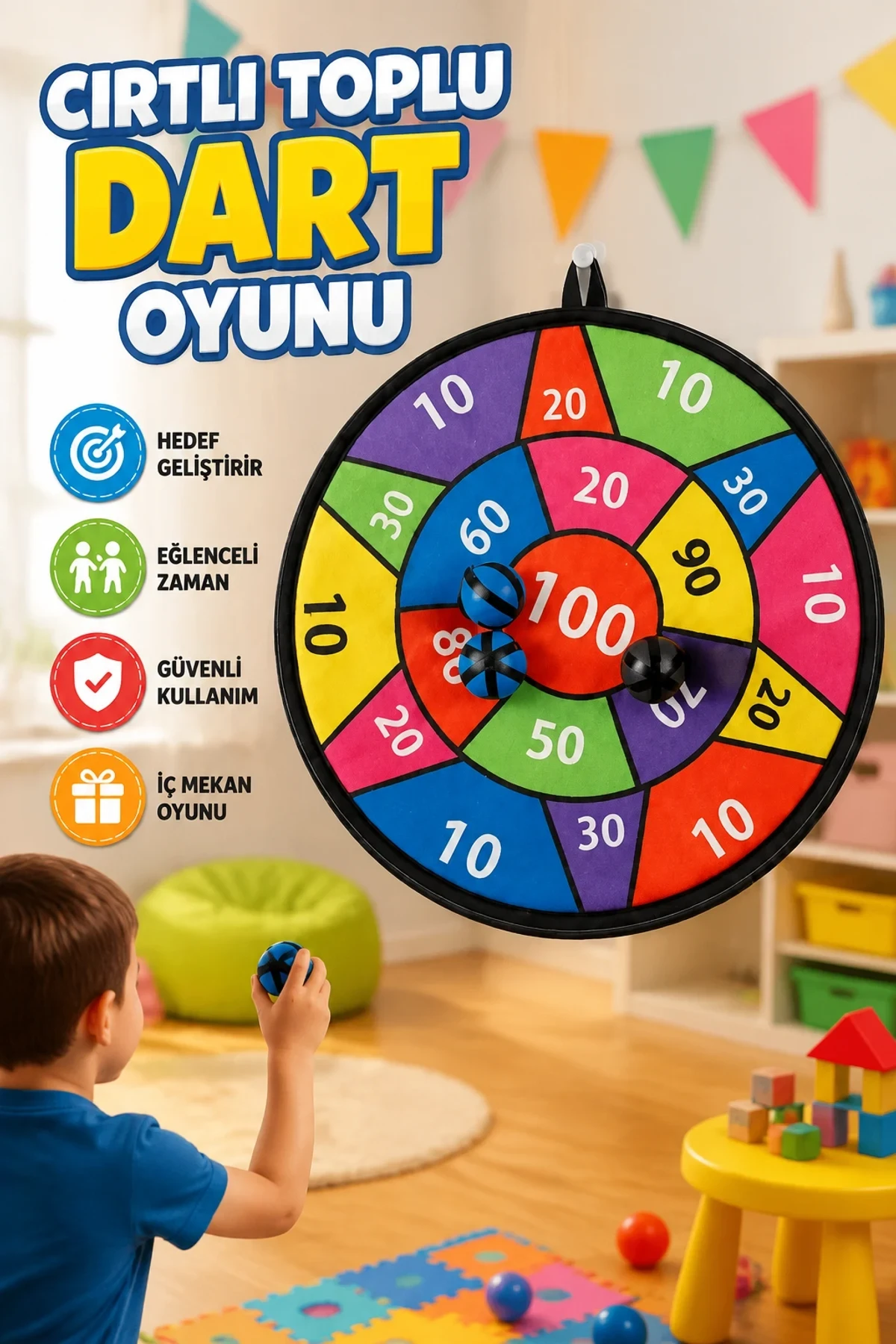 Çocuklar İçin Cırtlı Toplu Dart Hedef Oyunu