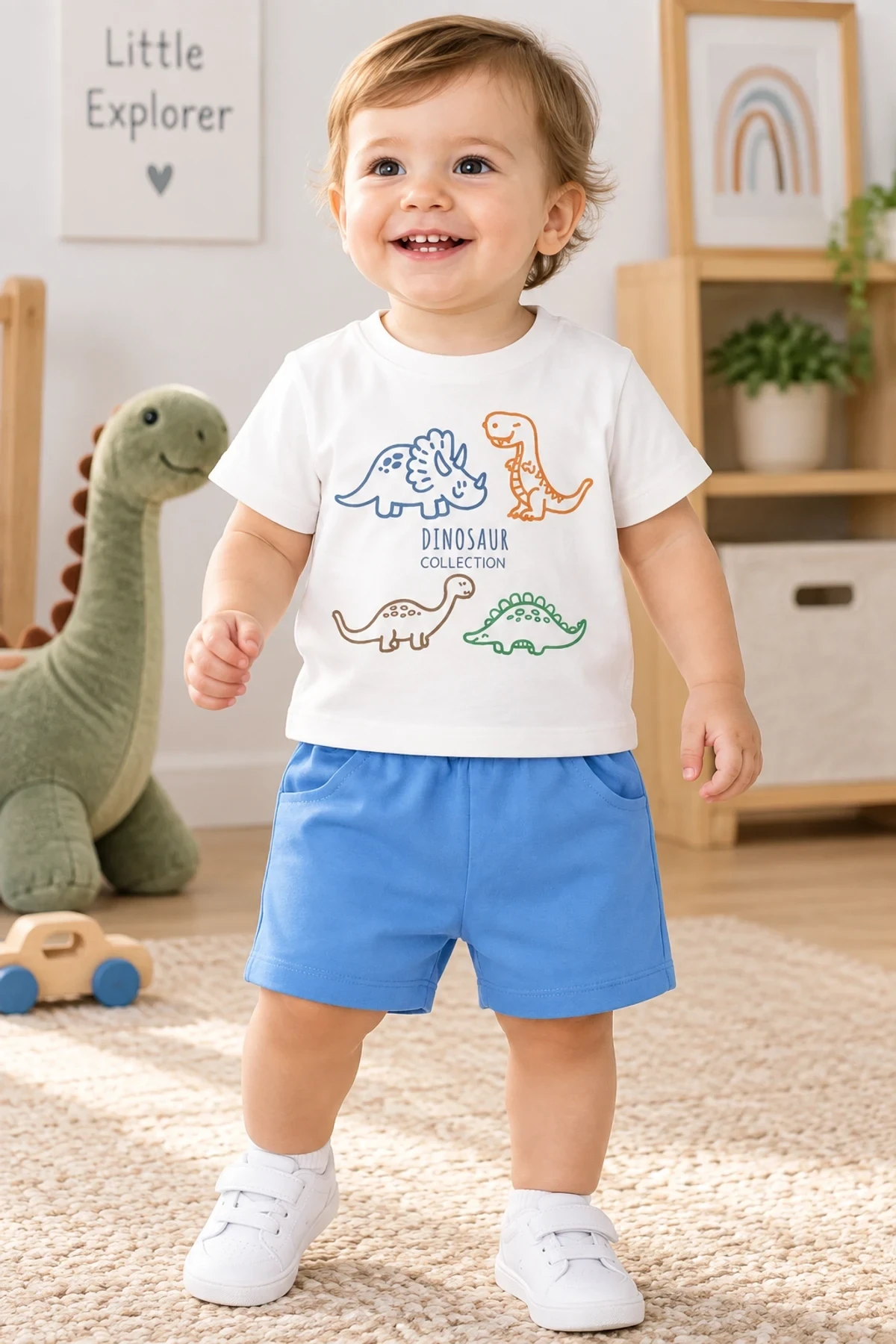 Dino Baskılı Basic Bebek Takımı – 6/24 Ay