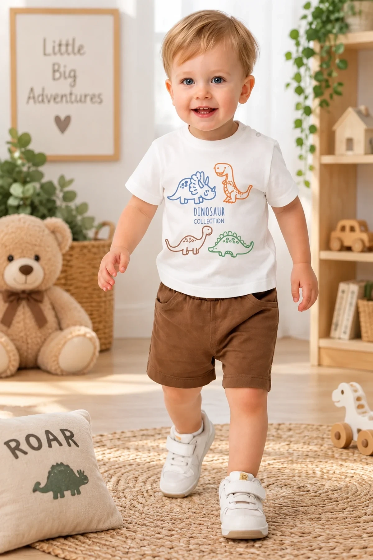 Dino Baskılı Basic Bebek Takımı – 6/24 Ay
