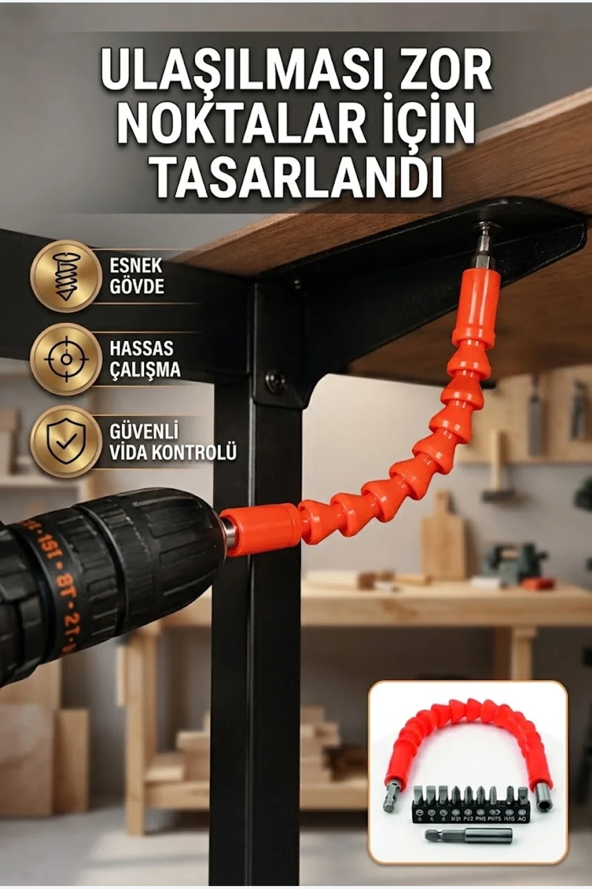 DMAX 12 Parça Esnek Şaftlı Bits Uç Seti – Vida Montaj ve Tamir Seti
