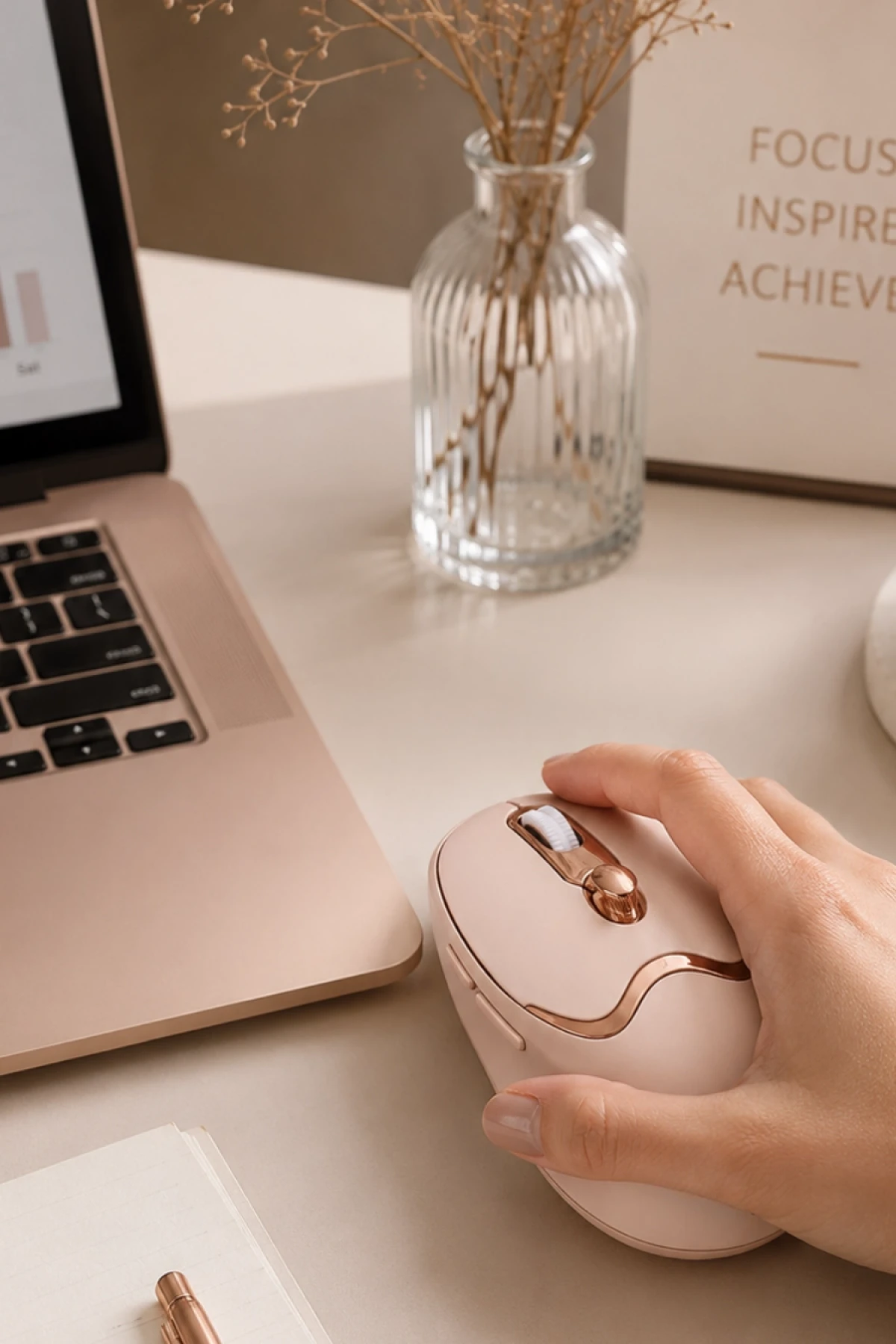 Ergonomik Kablosuz Mouse – Bluetooth ve 2.4G USB Alıcılı, Sessiz Klik, 3 Seviyeli DPI