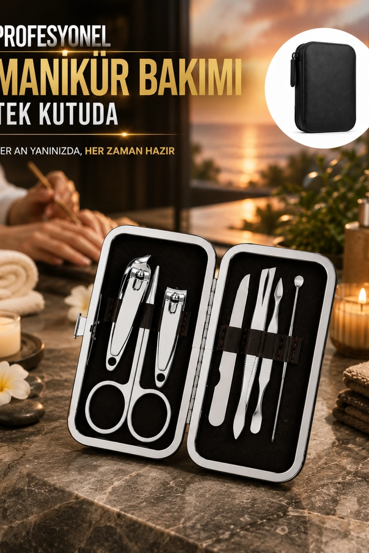 7 Parça Paslanmaz Çelik Tırnak ve Kişisel Bakım Seti – Taşıma Çantalı