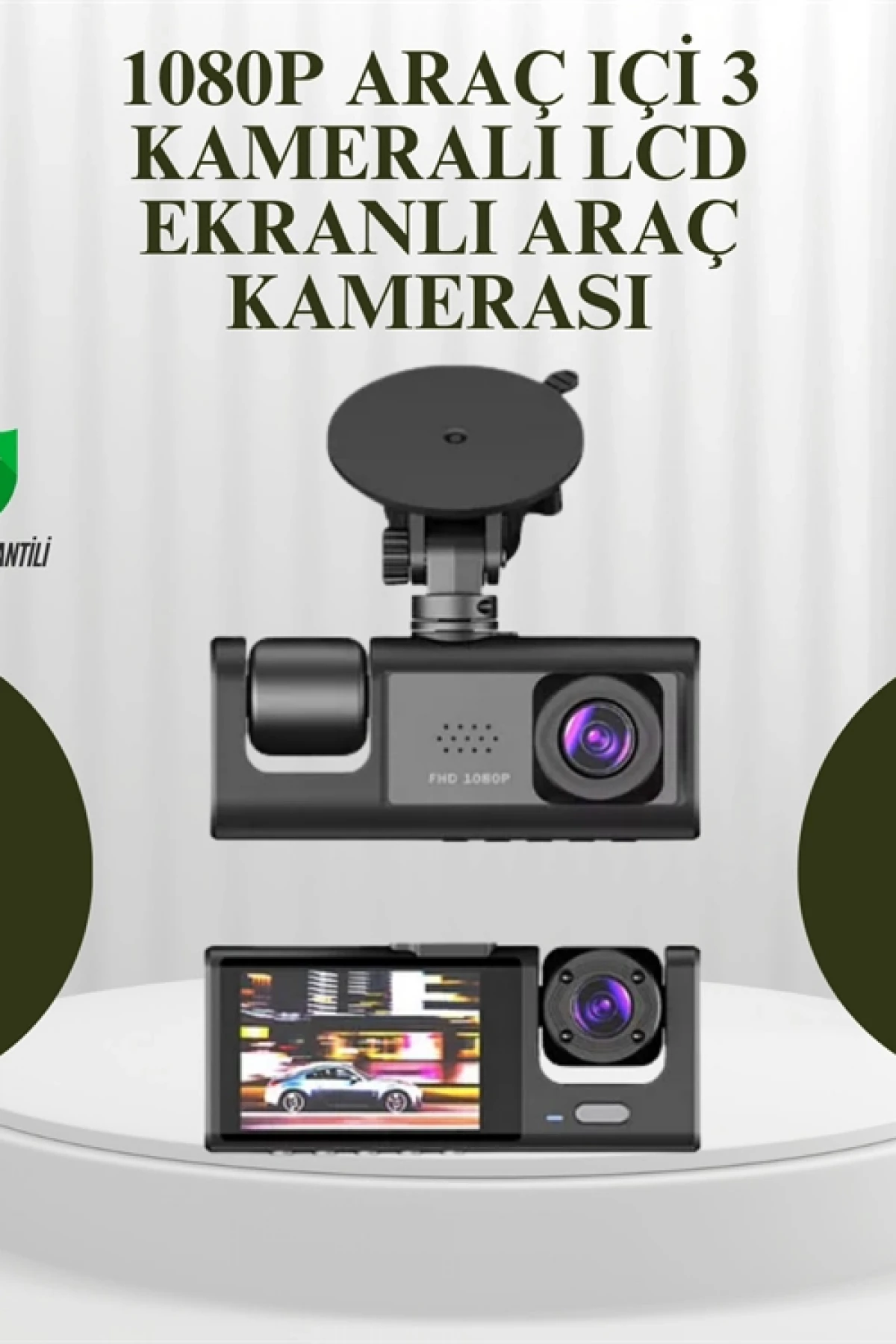 3 Kameralı Araç Kayıt Kamerası – 1080P Ön Kamera, G-Sensör, Gece Görüş ve 170° Geniş Açı