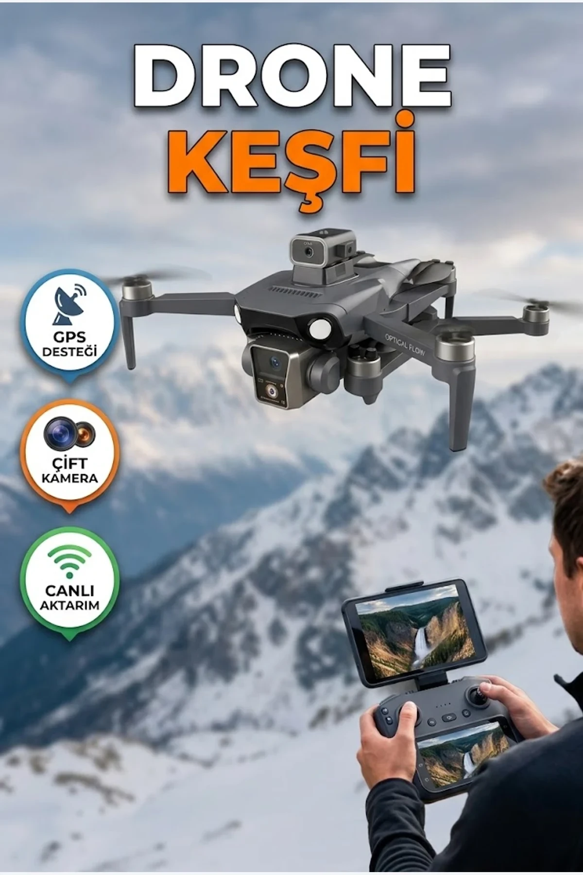 GPS Destekli Drone – Çift Kamera ve Canlı Görüntü Aktarımı