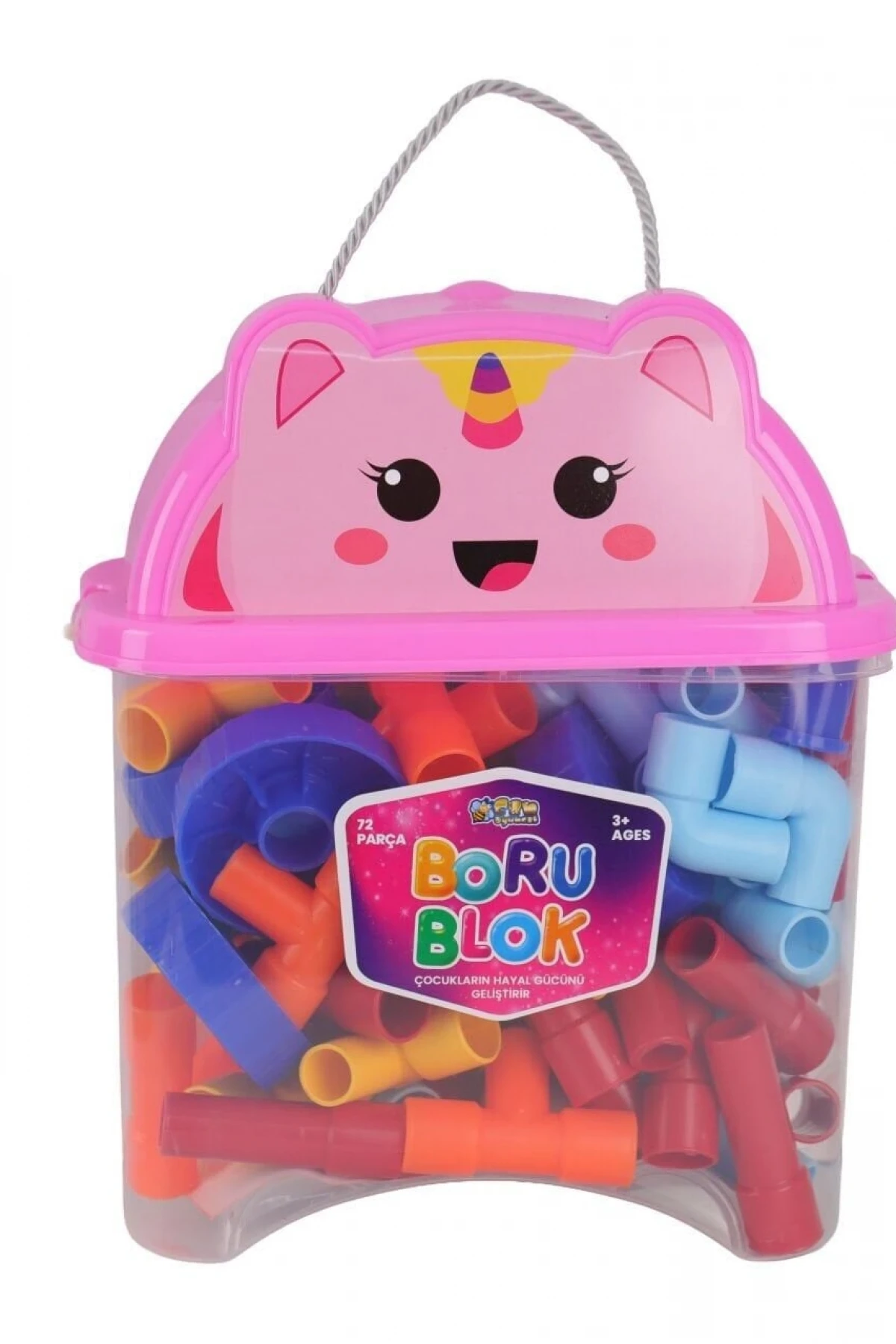 HC1044 HAYVAN FİGÜRÜ KAPAKLI KAPTA 72 PARÇA BORU BLOK