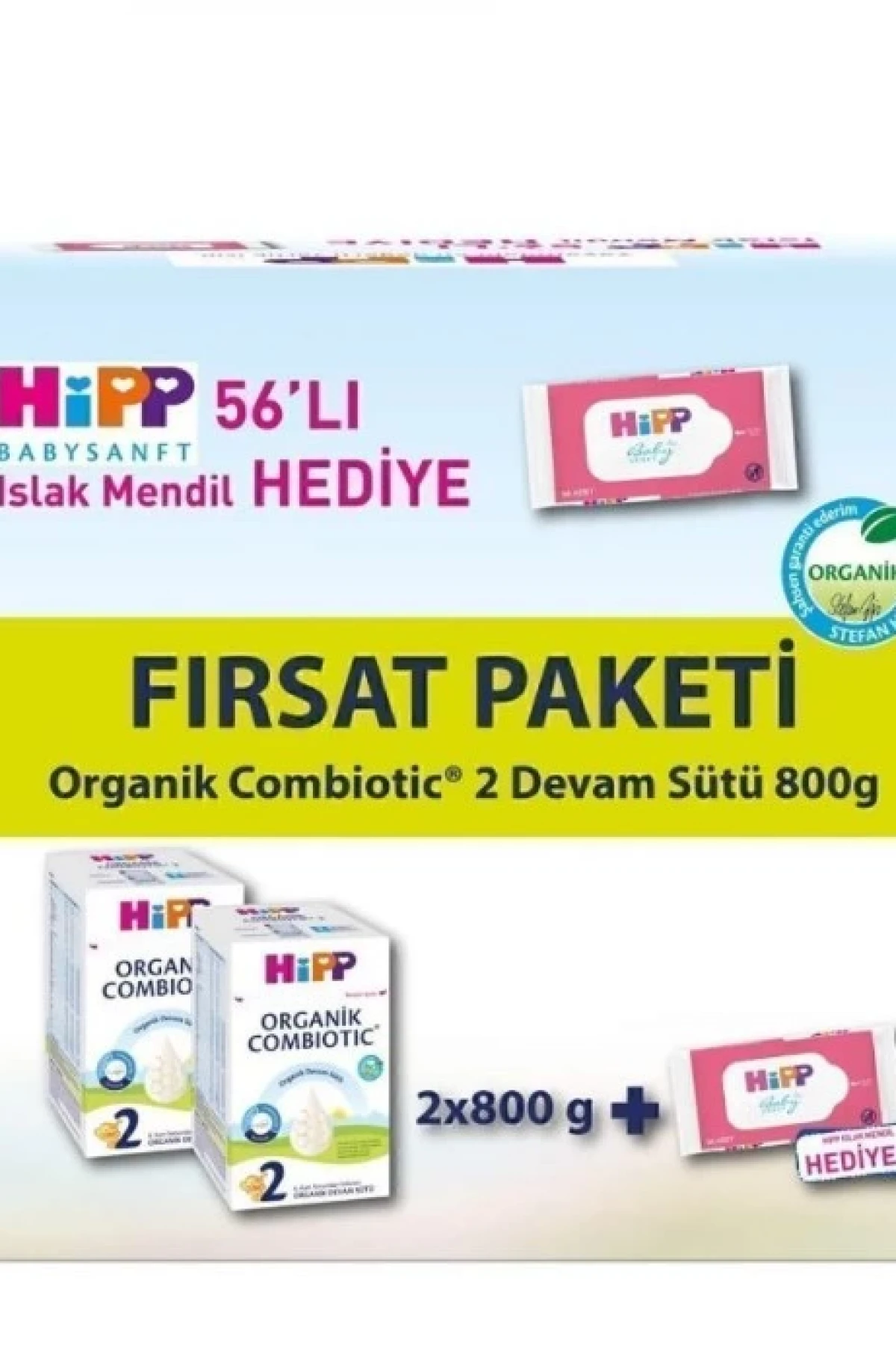 Hipp 2 Organik Combiotic Bebek Sütü 800 Gr X2 Islak Mendil Hediyeli