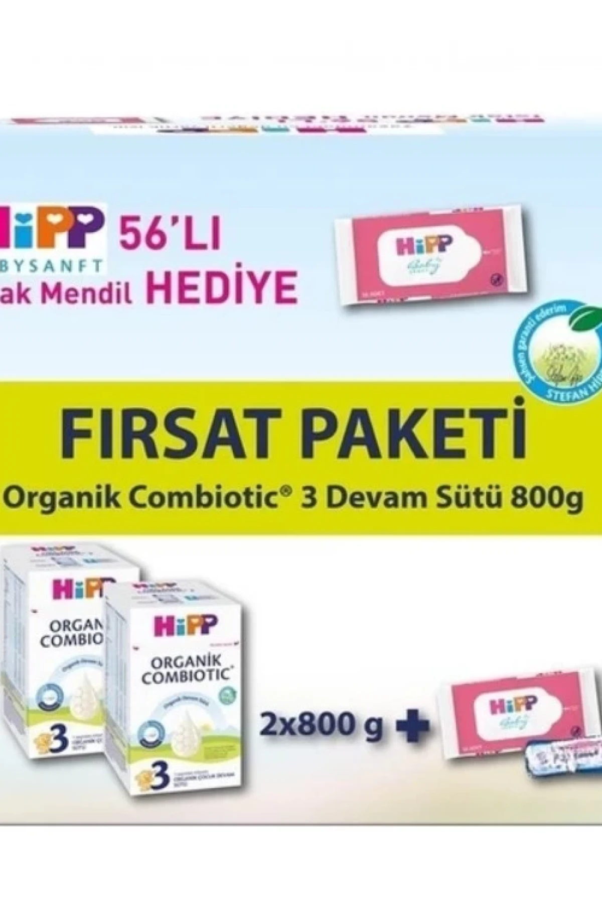 Hipp 3 Organik Combiotic Bebek Sütü 800 Gr X2 Islak Mendil Hediyeli