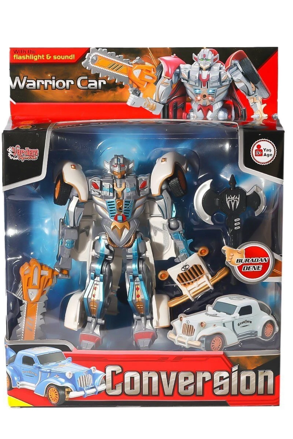 HW-668-1-2 Işıklı Dönüşebilen Robot Araba -Vardem