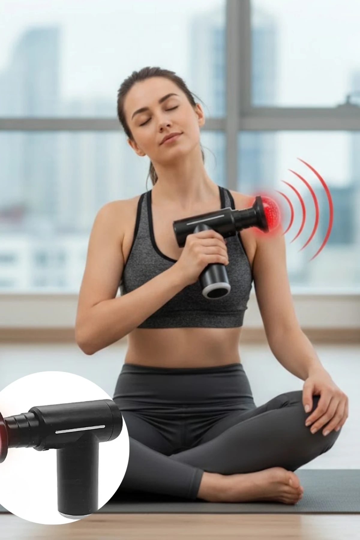 M34 Isıtmalı Masaj Tabancası – Sıcak Soğuk Terapi, 3200 RPM, 6 Başlıklı