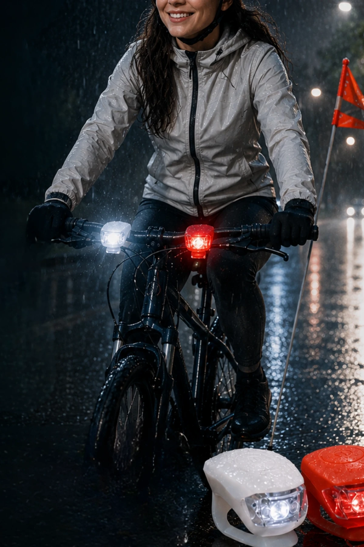 K3781 Bisiklet Ön Arka LED Işık Seti – 3 Modlu, Silikon Gövdeli, Su Geçirmez