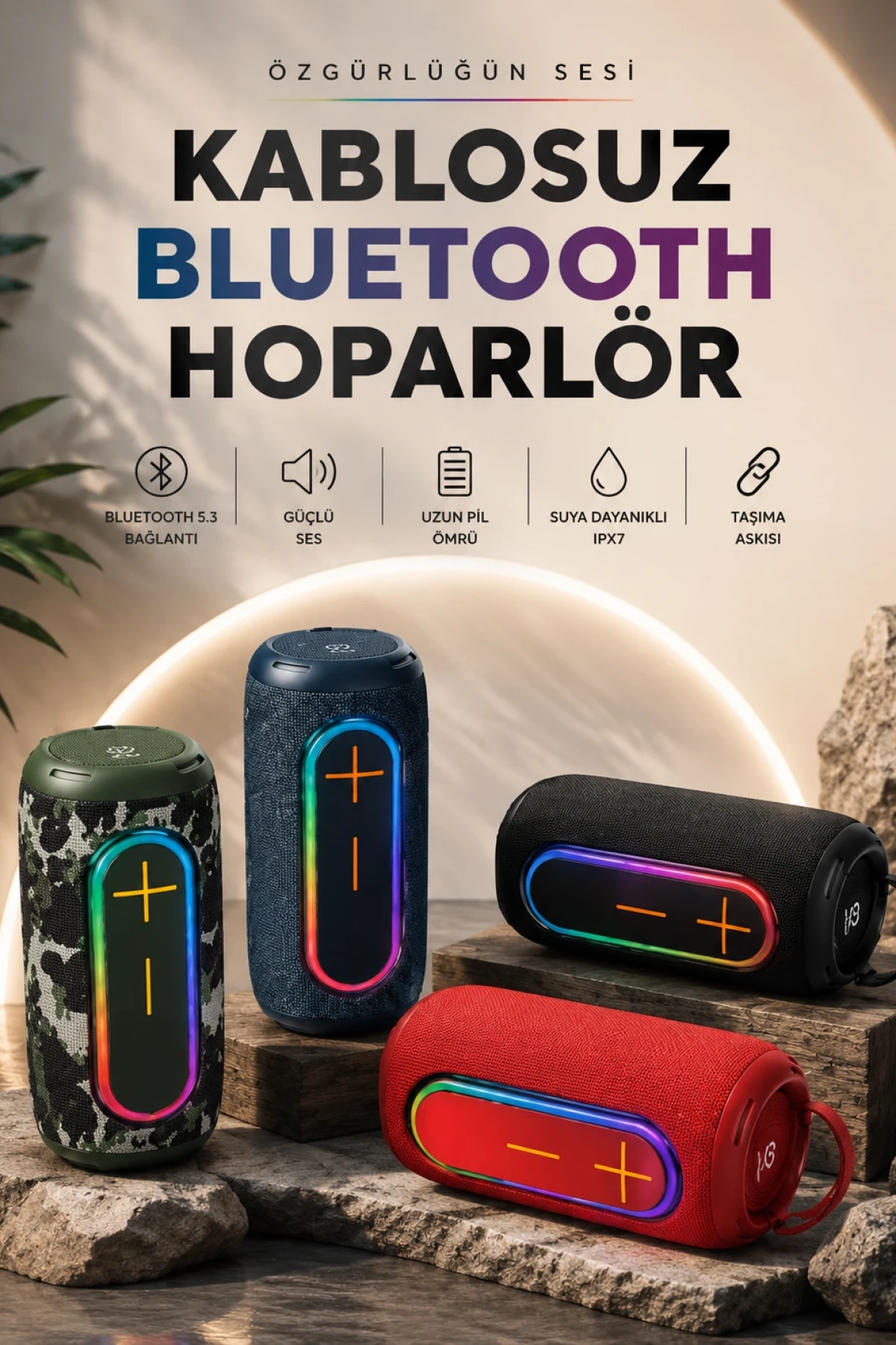 Kablosuz Bluetooth Hoparlör Bluetooth 5.1 Taşınabilir 10 m Menzil