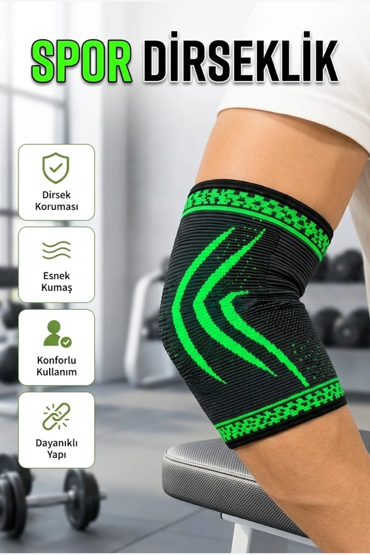 Kompresyonlu Dirsek Destekliği Spor ve Günlük Kullanım İçin Elastik Dirseklik