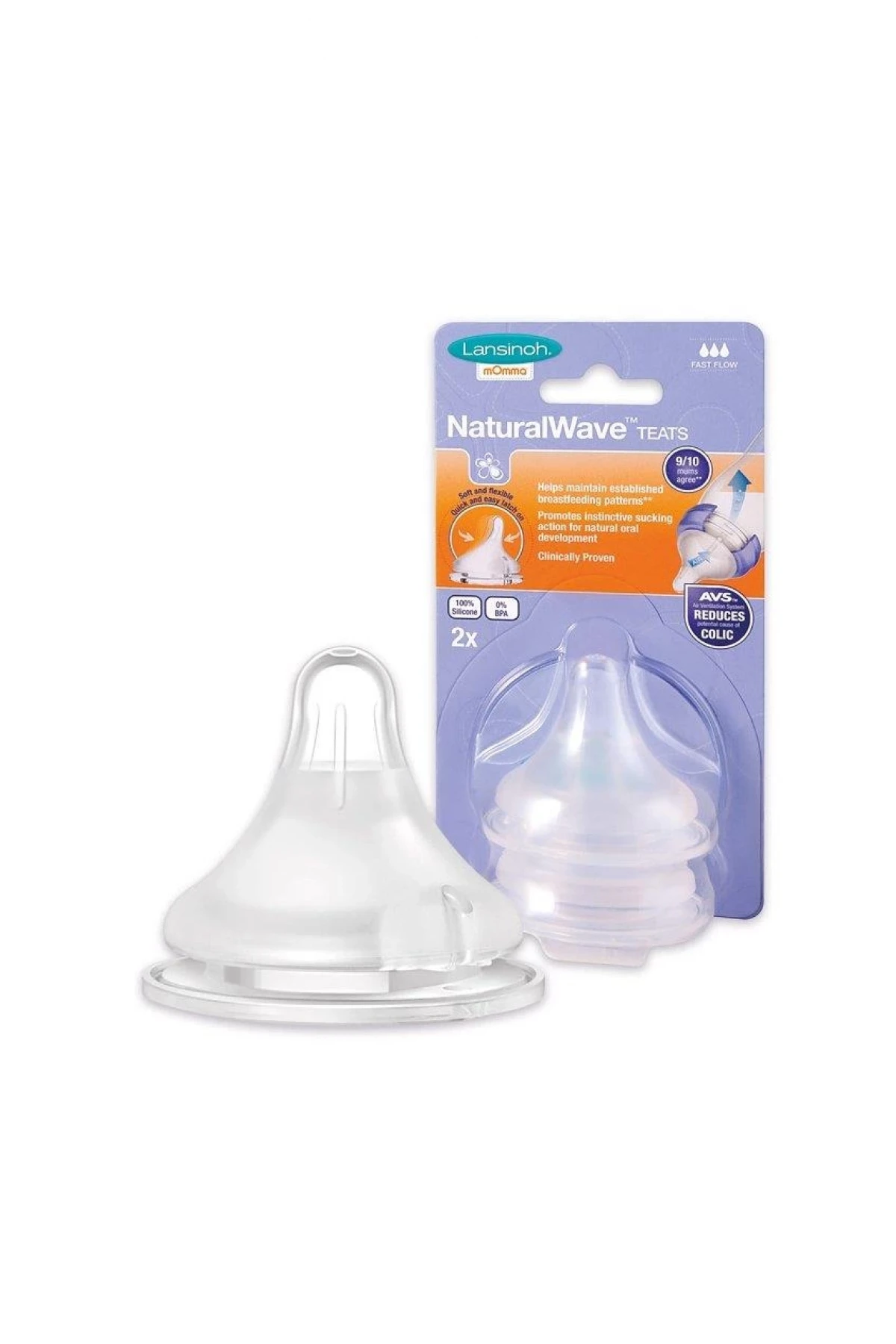 Lansinoh Natural Wave Biberon Emziği Orta Akış 2li