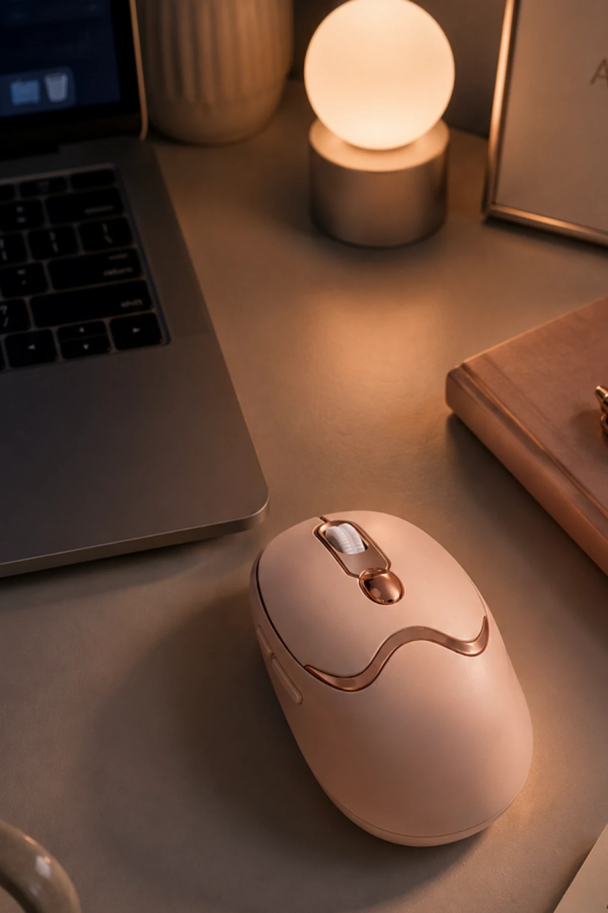 M02 Gold Kablosuz Mouse – Bluetooth & 2.4G, Sessiz Tıklama, 2400 DPI, USB Şarjlı