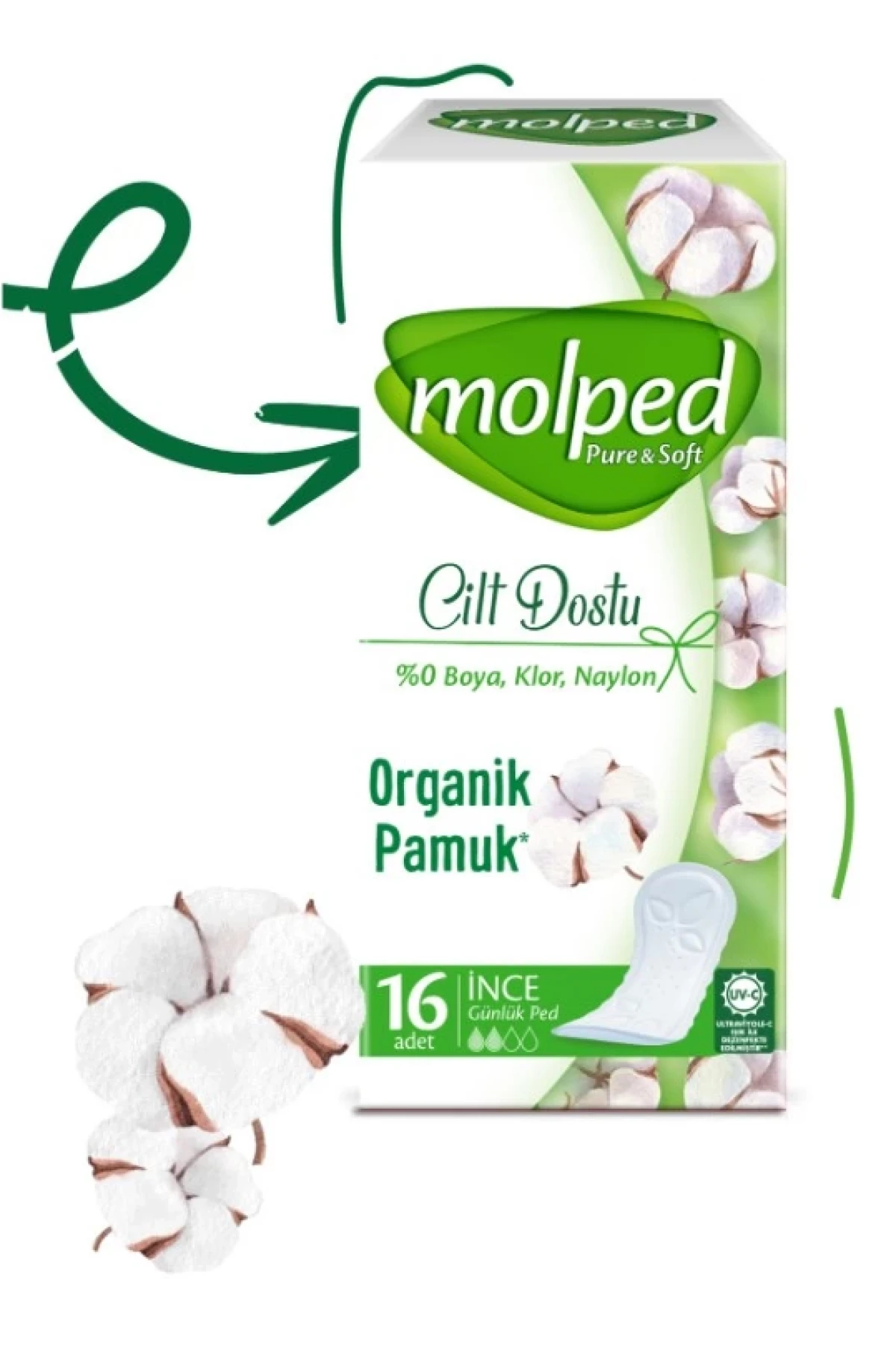 Molped Pure & Soft İnce Günlük Ped 16 Adet